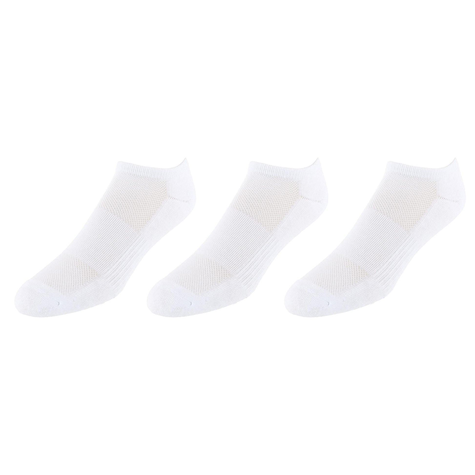 CTM® Men's Half Cushioned No Show Socks with Arch Support (3 Pairs) - White