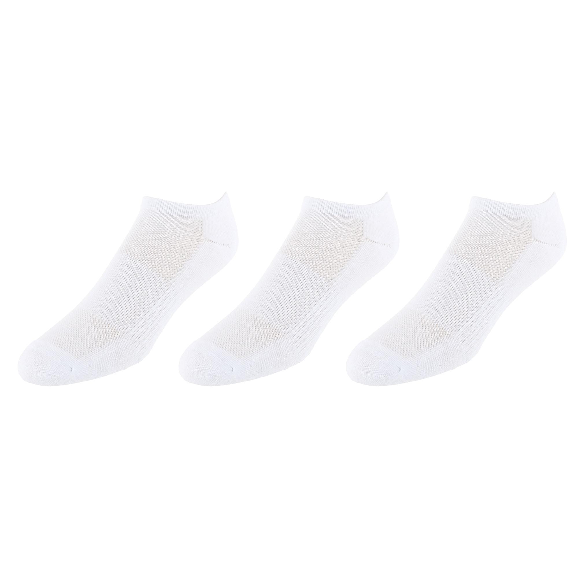 CTM® Men's Half Cushioned No Show Socks with Arch Support (3 Pairs) - White