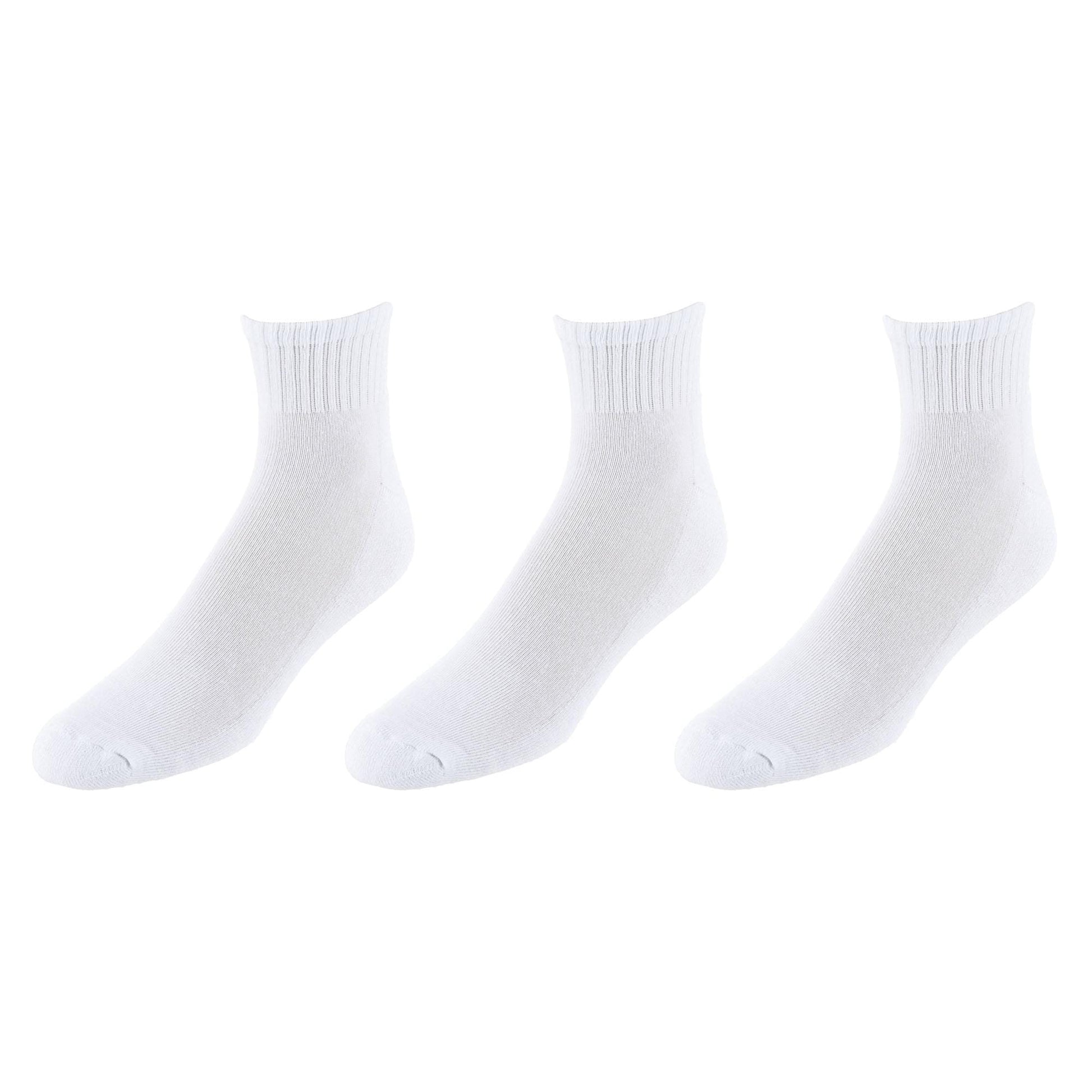 CTM® Men's Half Cushioned Assorted Colors Quater Socks (3 Pairs) - White