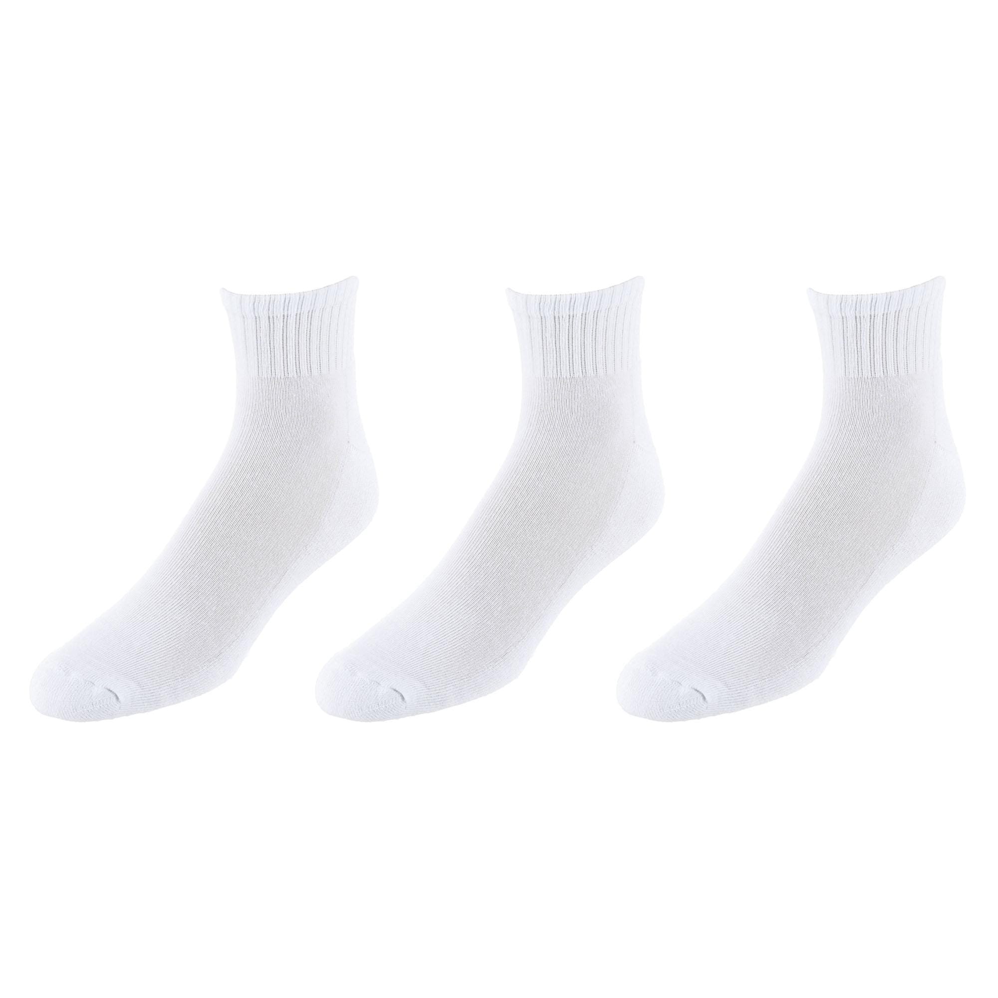 CTM® Men's Half Cushioned Assorted Colors Quater Socks (3 Pairs) - White