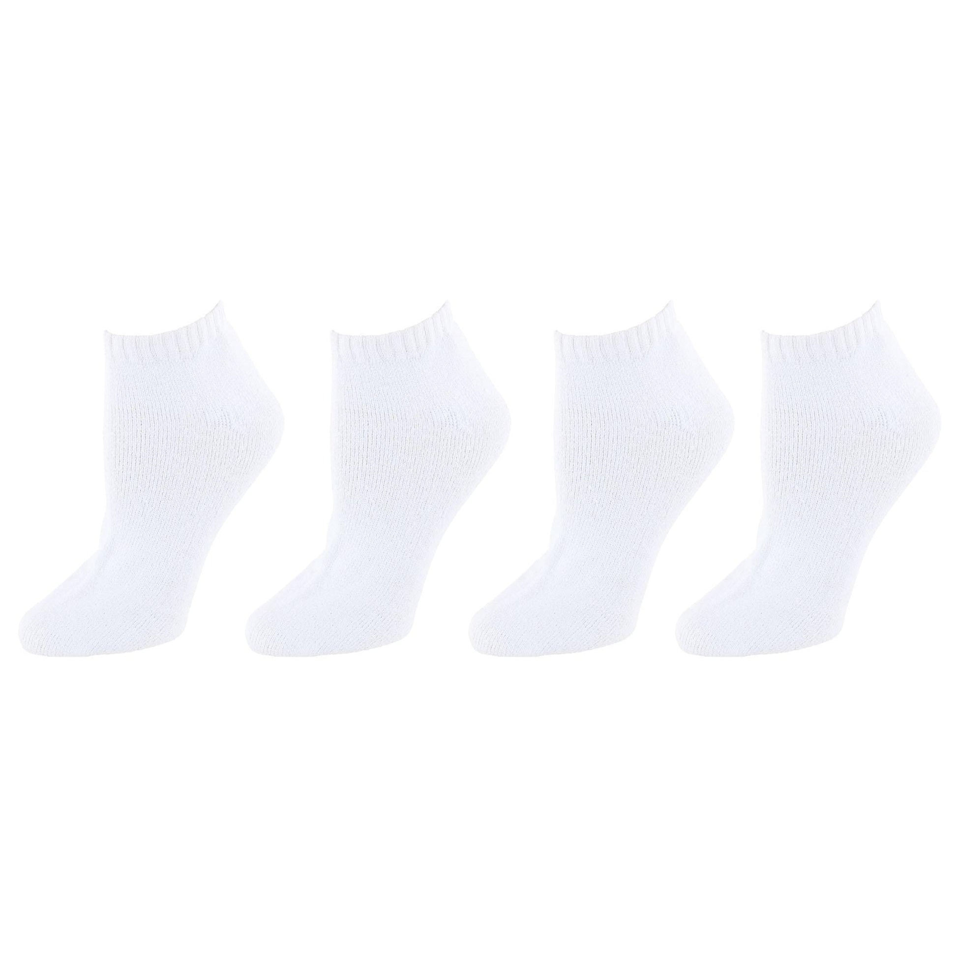 CTM® Women's Comfort No Show Sports Socks (4 Pairs) - White