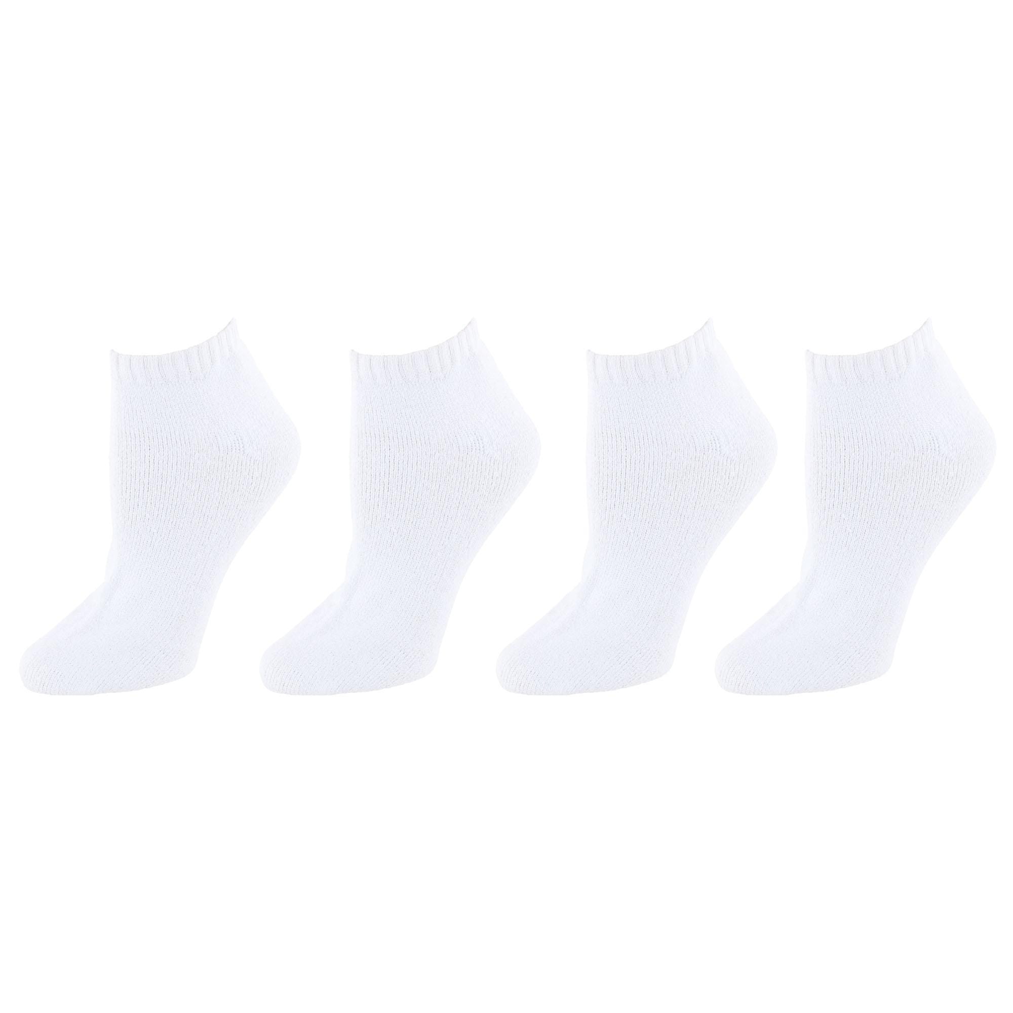 CTM® Women's Comfort No Show Sports Socks (4 Pairs) - White