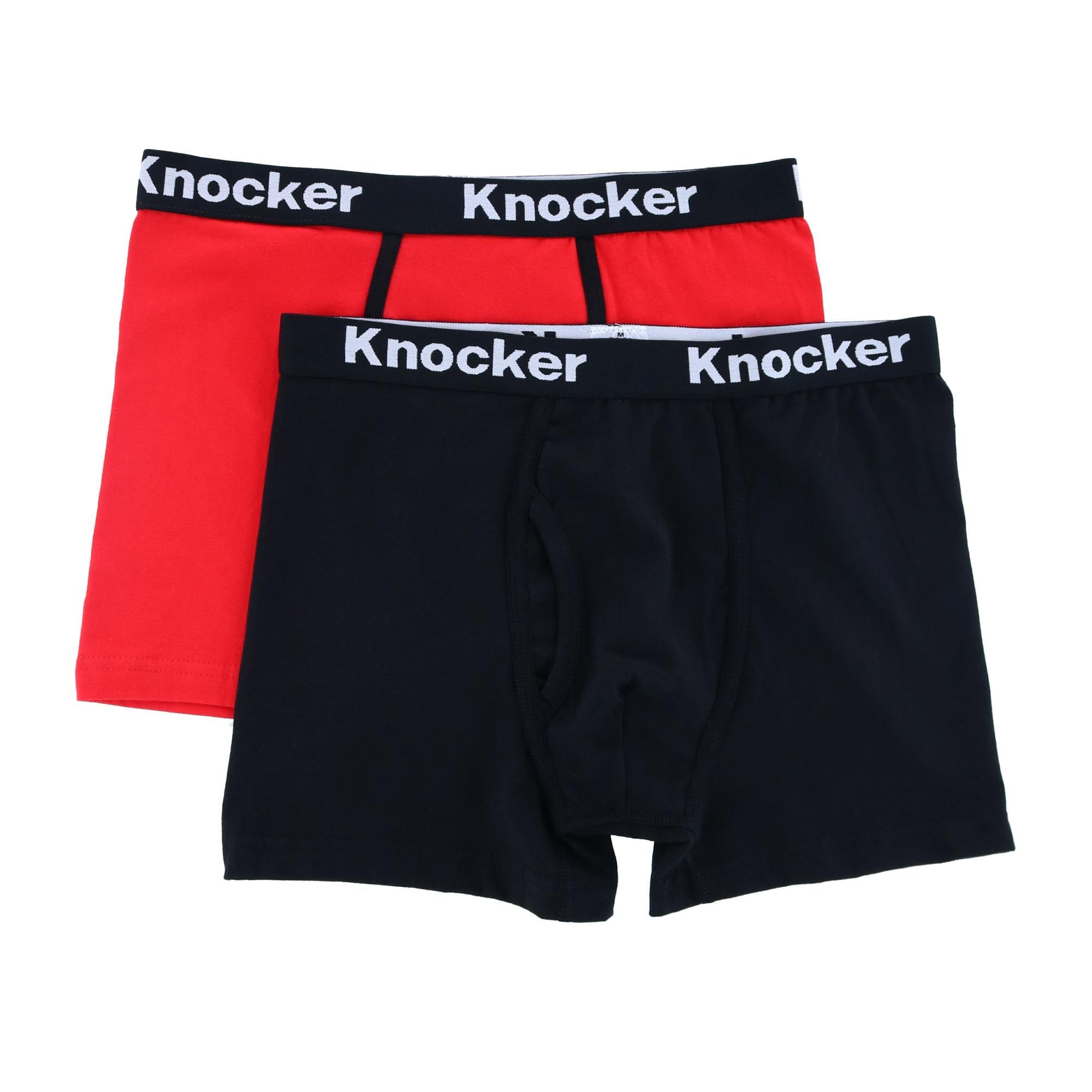 Knocker Men's Boxer Briefs with Contrasting Trim (2 Pack) - Black/Red