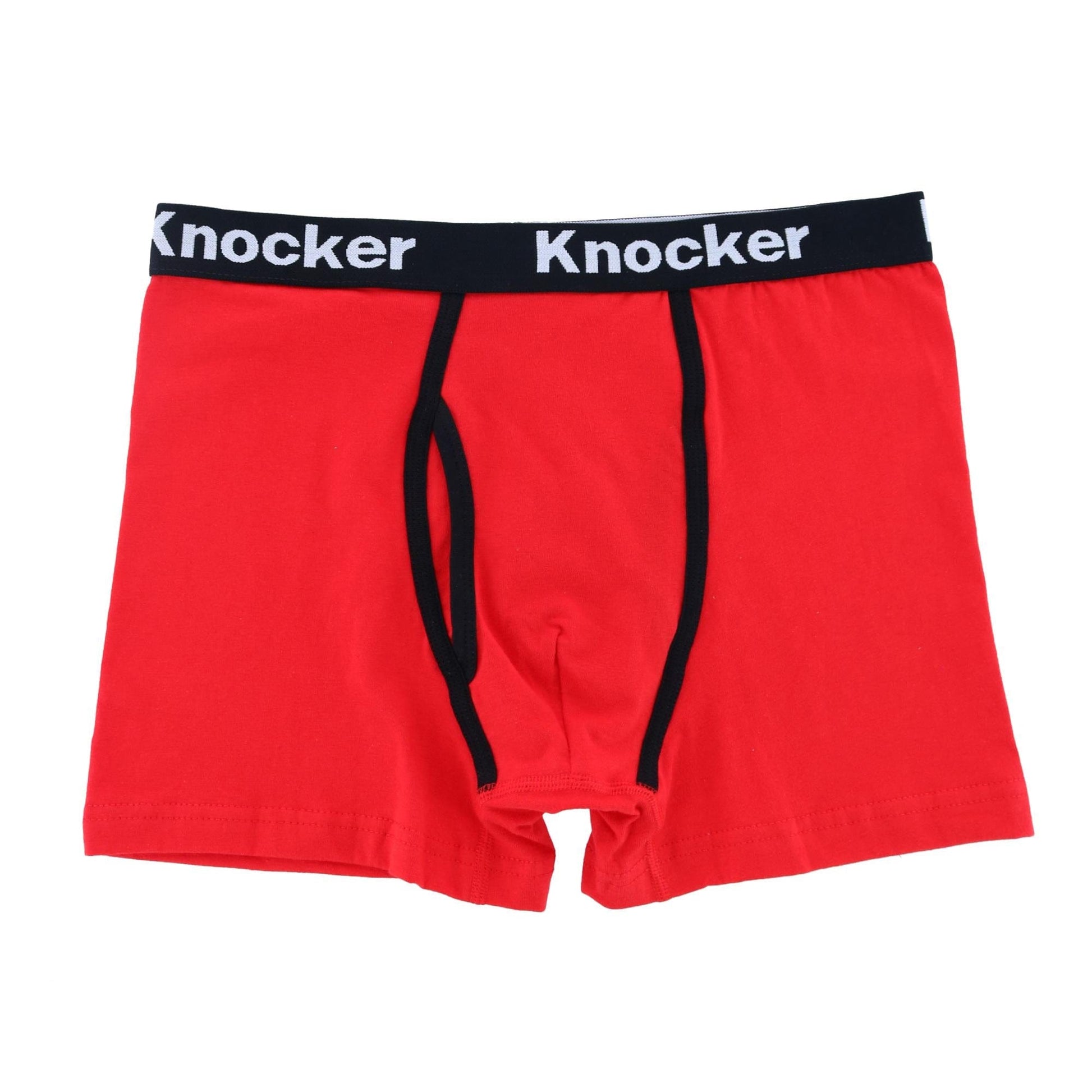 Knocker Men's Boxer Briefs with Contrasting Trim (2 Pack) - Black/Red