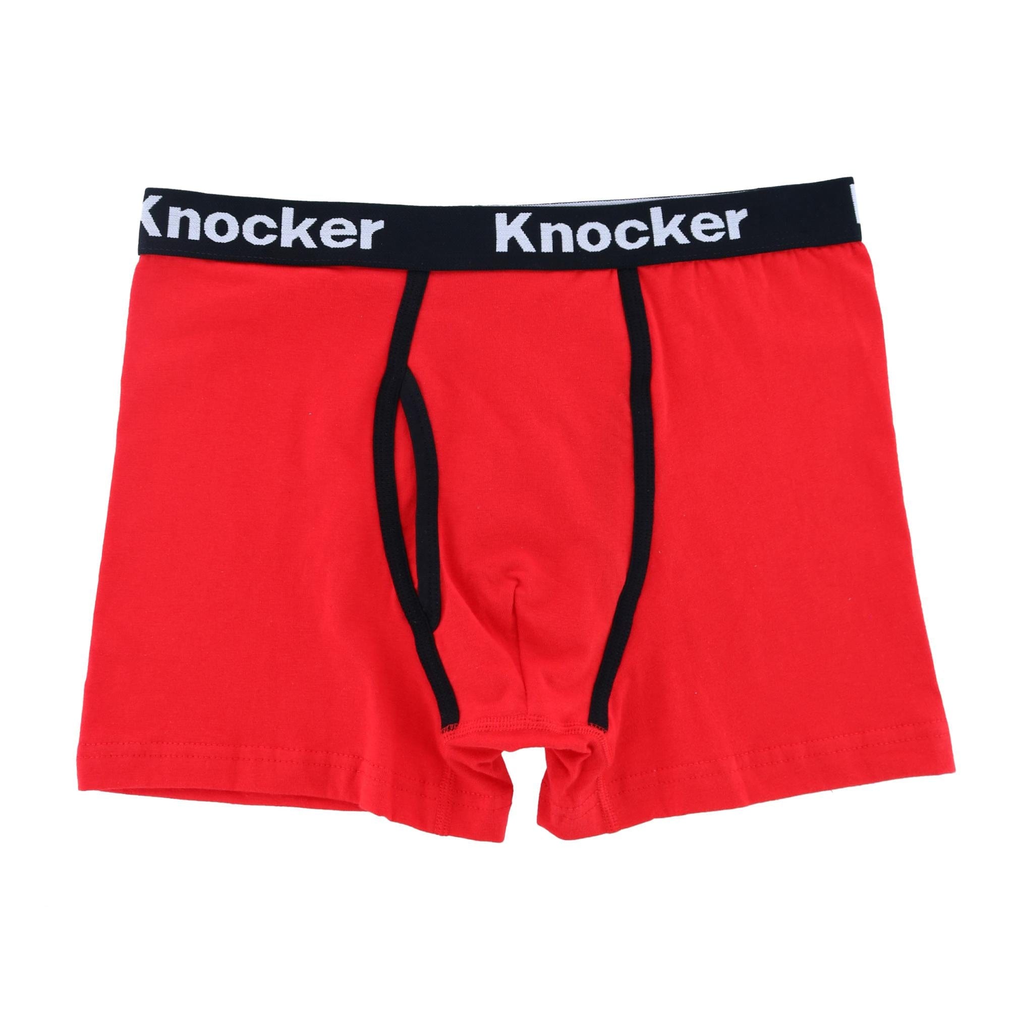 Knocker Men's Boxer Briefs with Contrasting Trim (2 Pack) - Black/Red