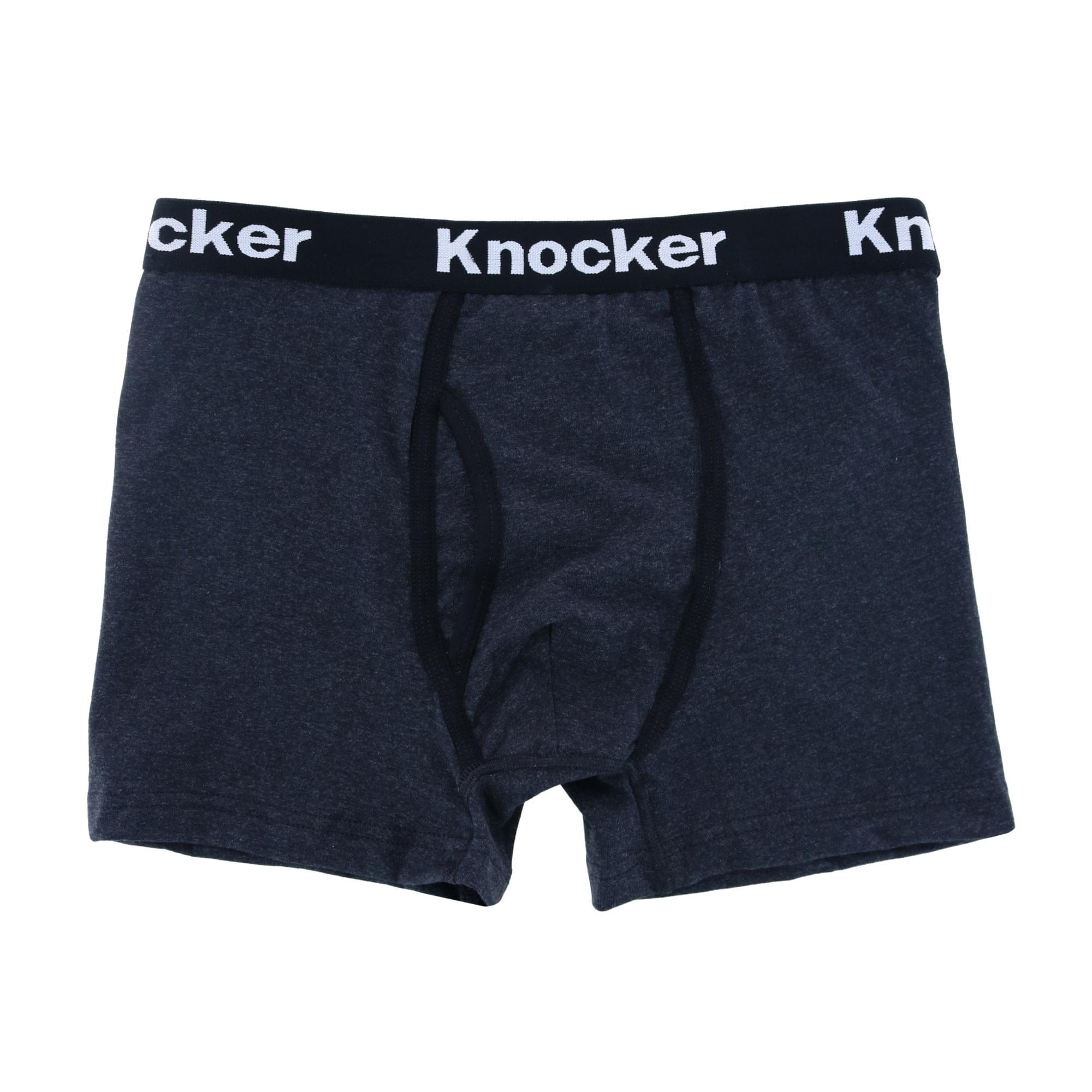 Knocker Men's Boxer Briefs with Contrasting Trim (2 Pack) - Charcoal/Navy