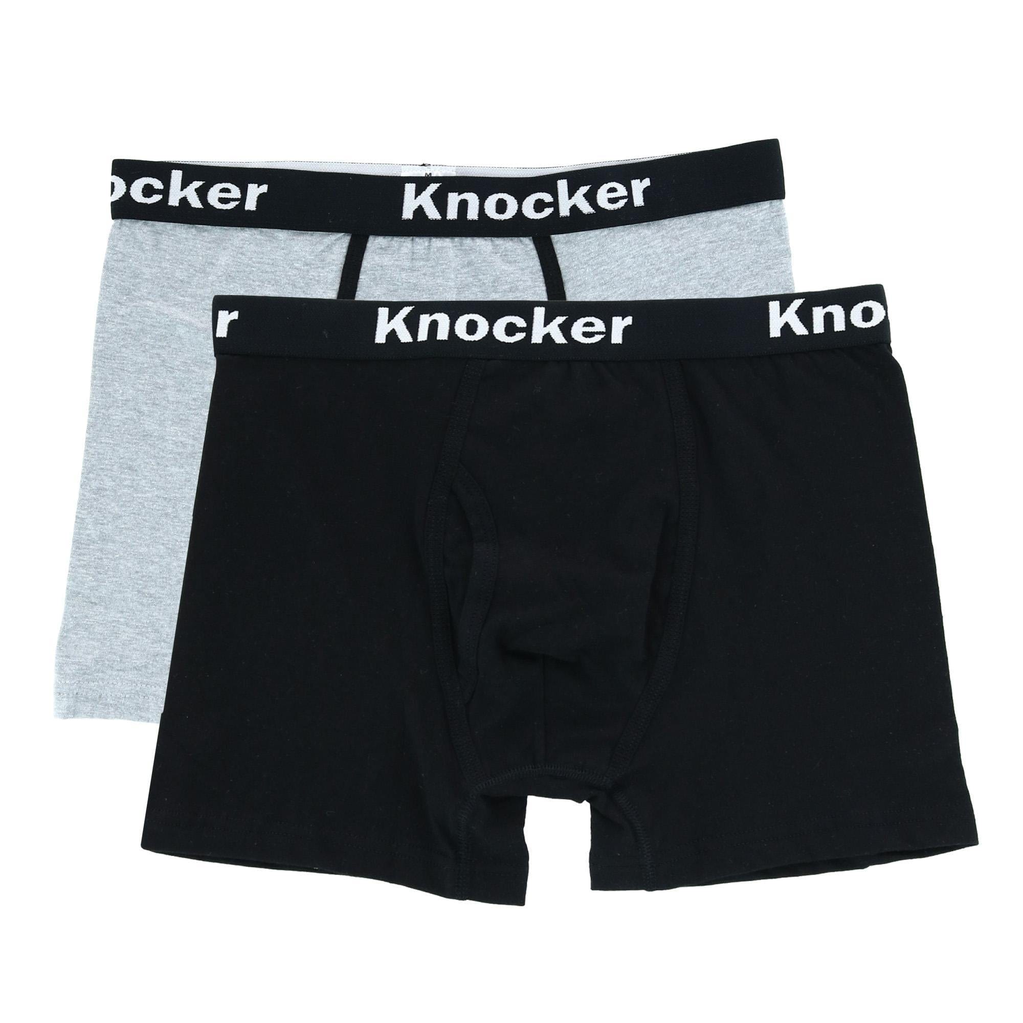 Knocker Men's Boxer Briefs with Contrasting Trim (2 Pack) - Grey/Black