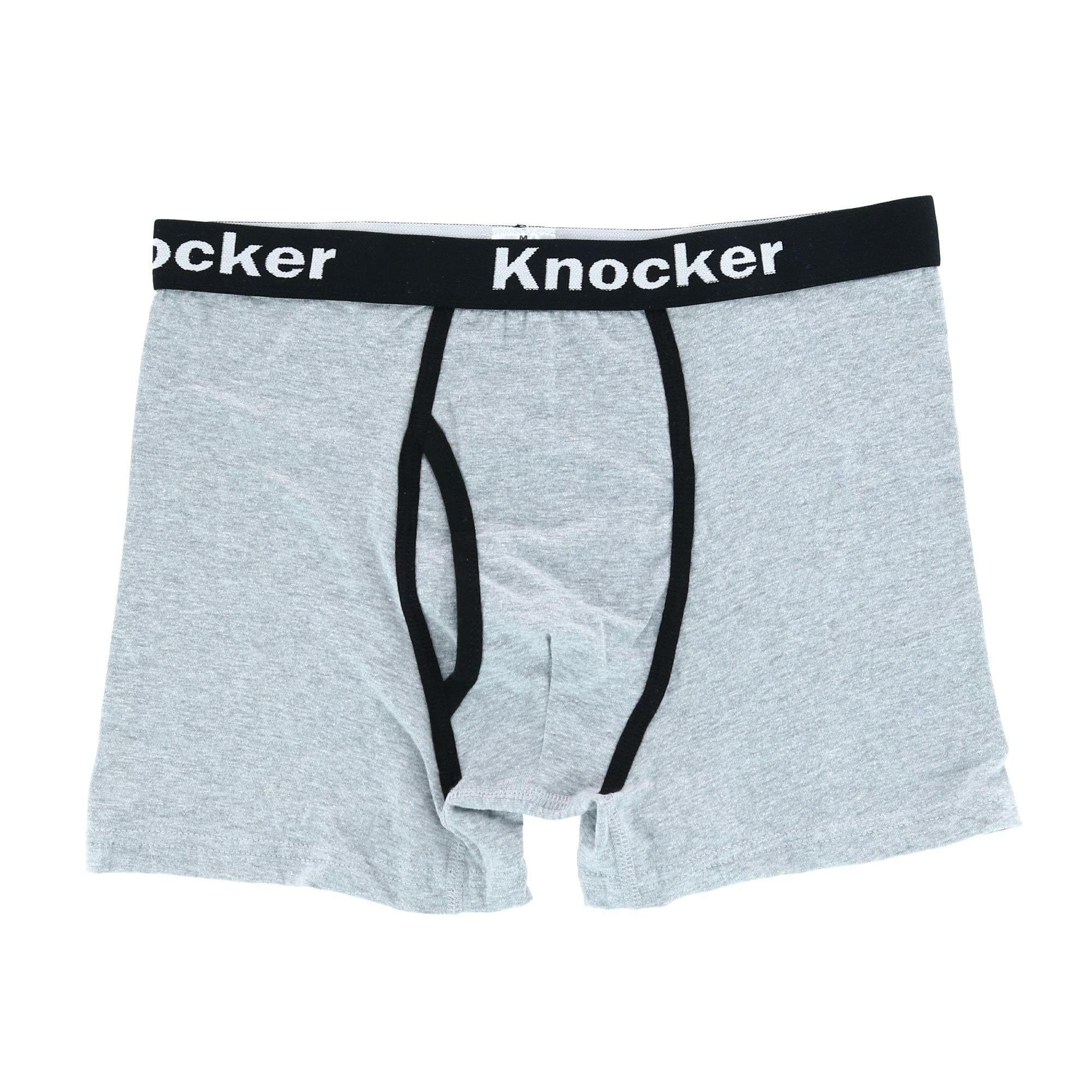 Knocker Men's Boxer Briefs with Contrasting Trim (2 Pack) - Grey/Black