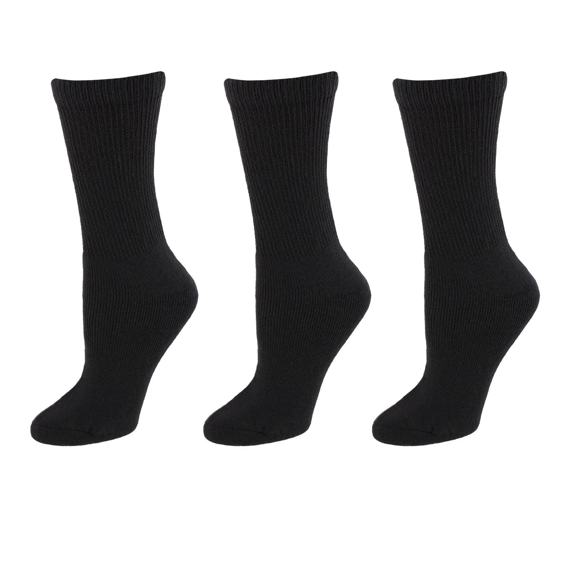 Buruka Women's Crew Comfort Diabetic Socks (3 Pairs) - Black