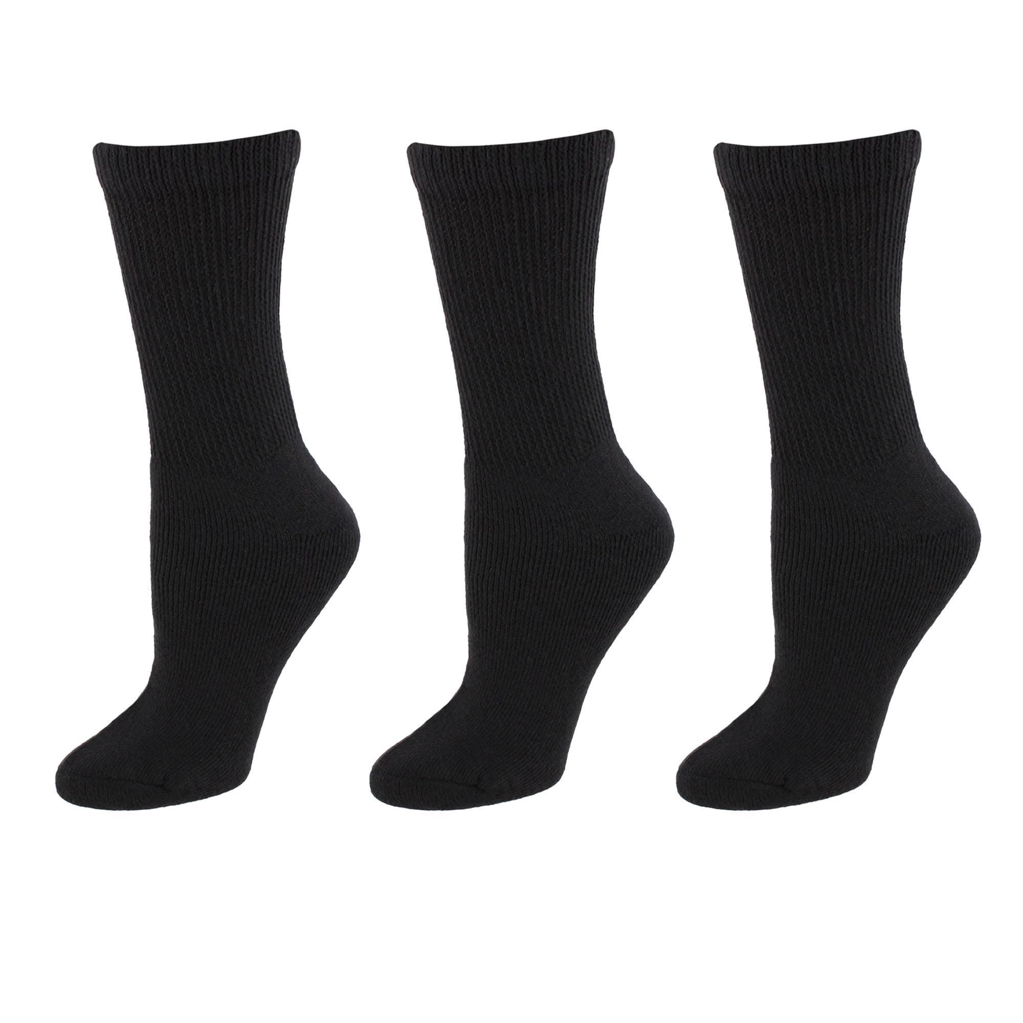 Buruka Women's Crew Comfort Diabetic Socks (3 Pairs) - Black