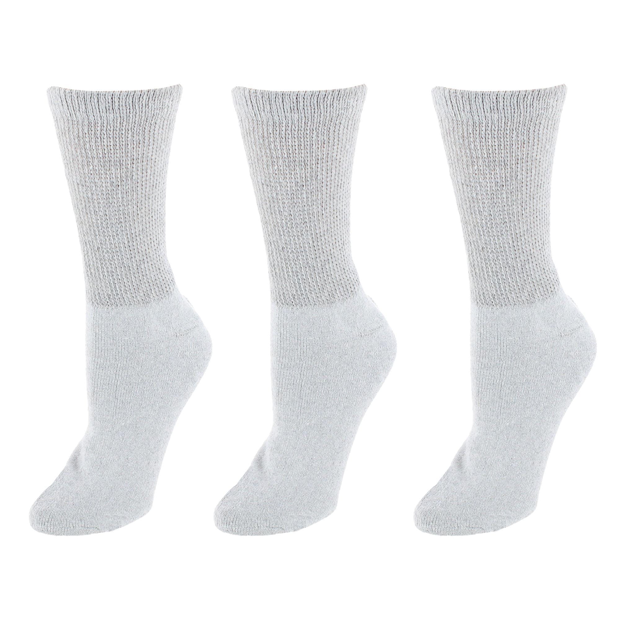 Buruka Women's Crew Comfort Diabetic Socks (3 Pairs) - Gray