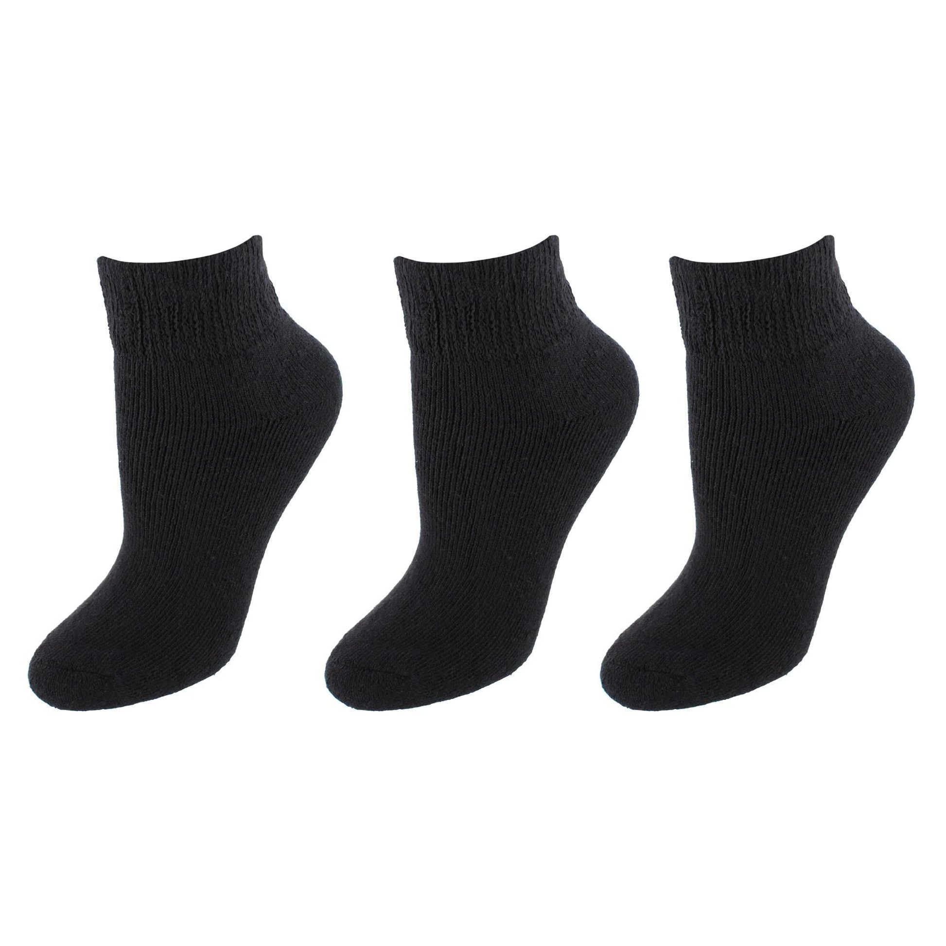 Knocker Women's Quarter Comfort Diabetic Socks (3 Pairs) - Black