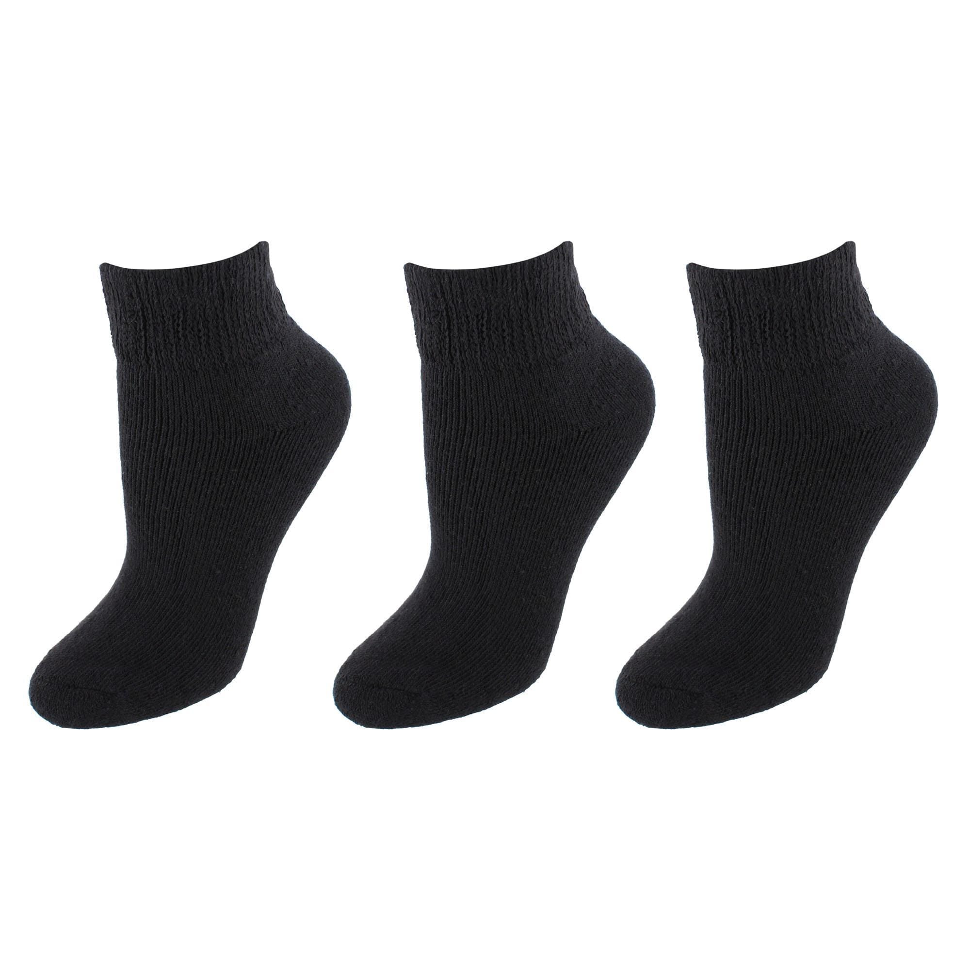 Knocker Women's Quarter Comfort Diabetic Socks (3 Pairs) - Black