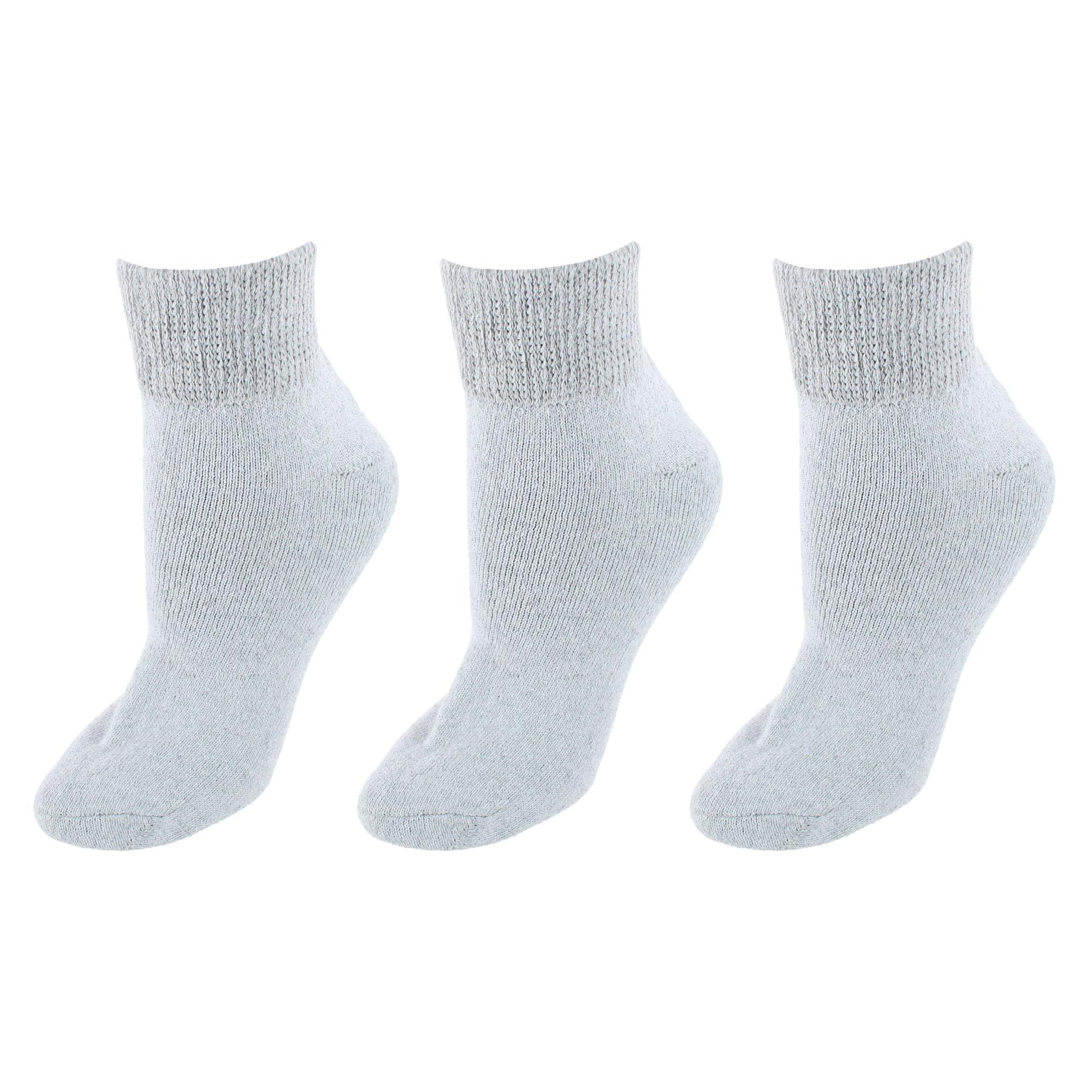 Knocker Women's Quarter Comfort Diabetic Socks (3 Pairs) - Gray