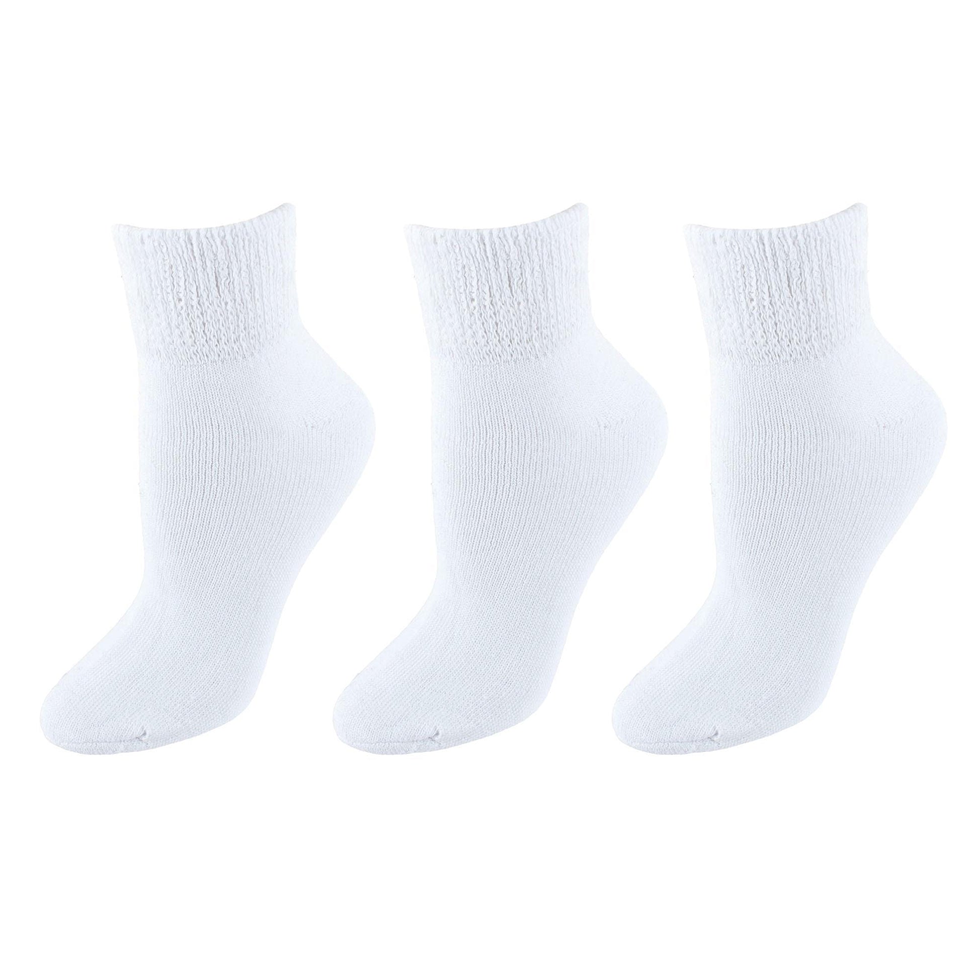 Knocker Women's Quarter Comfort Diabetic Socks (3 Pairs) - White
