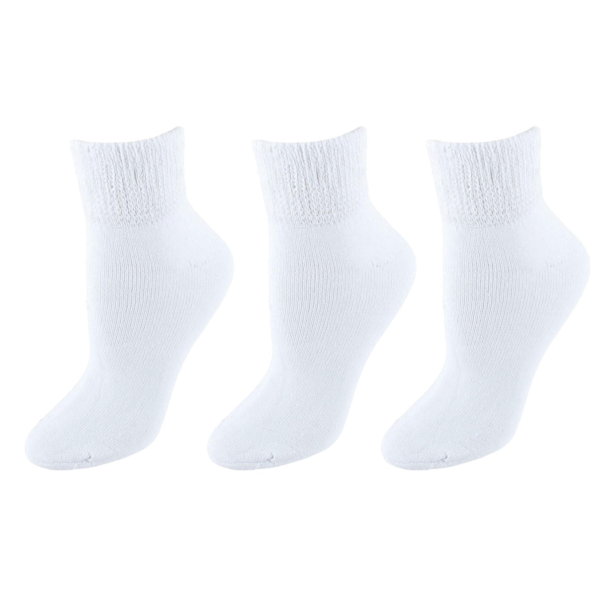 Knocker Women's Quarter Comfort Diabetic Socks (3 Pairs) - White