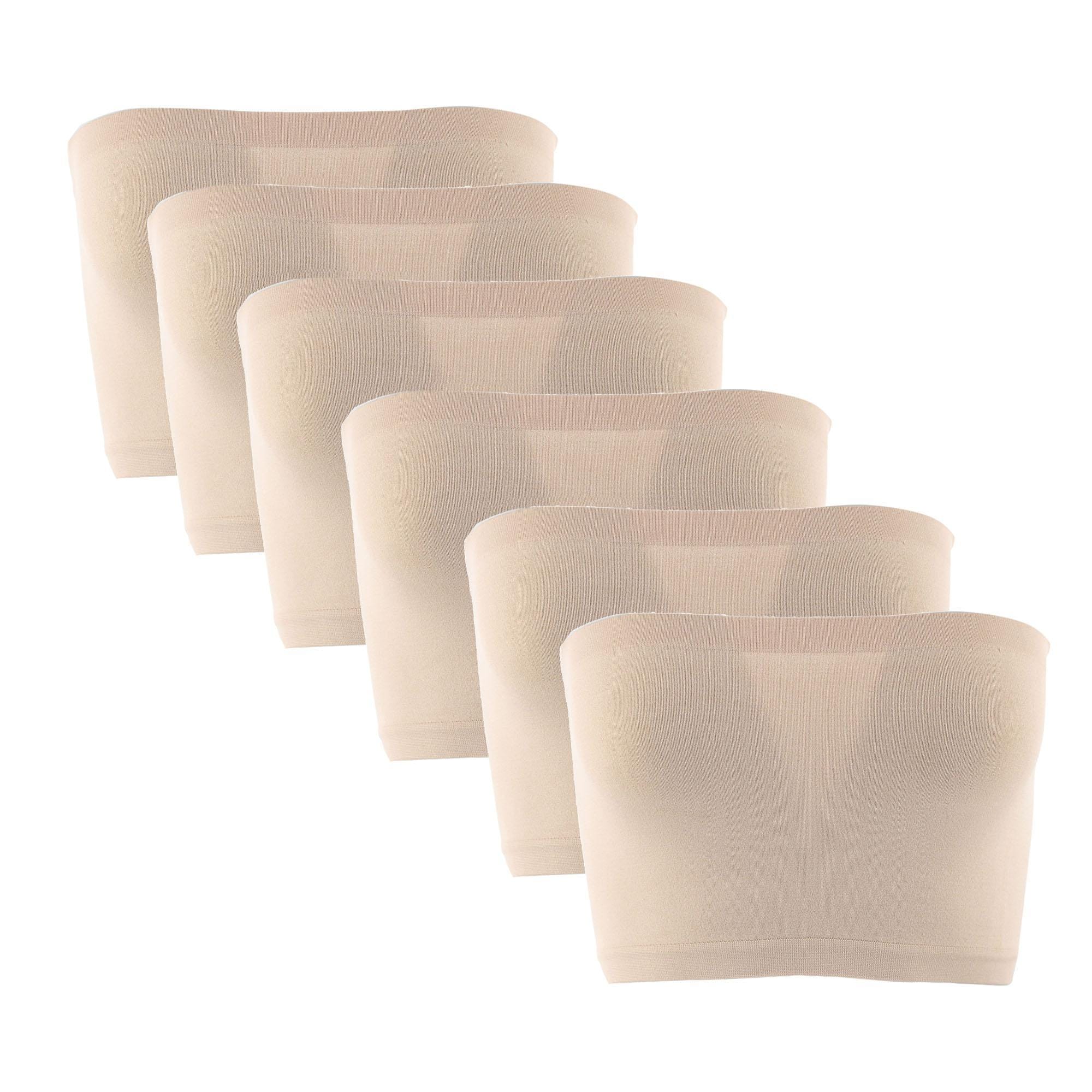 Mamia Women's Seamless No Pad Tube Bra (6 Pack) - Beige