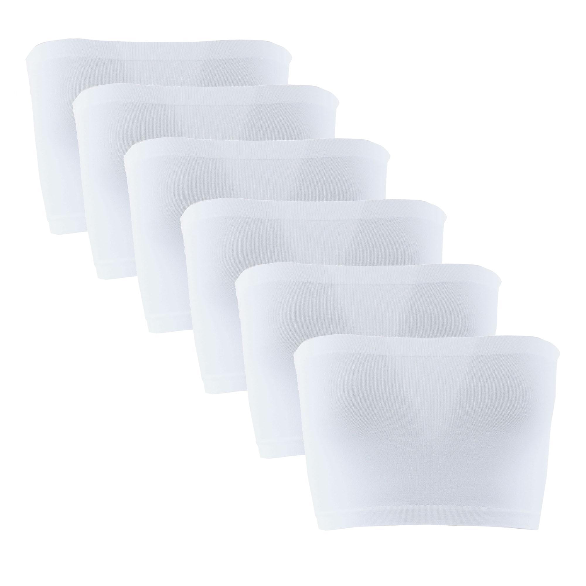 Mamia Women's Seamless No Pad Tube Bra (6 Pack) - White