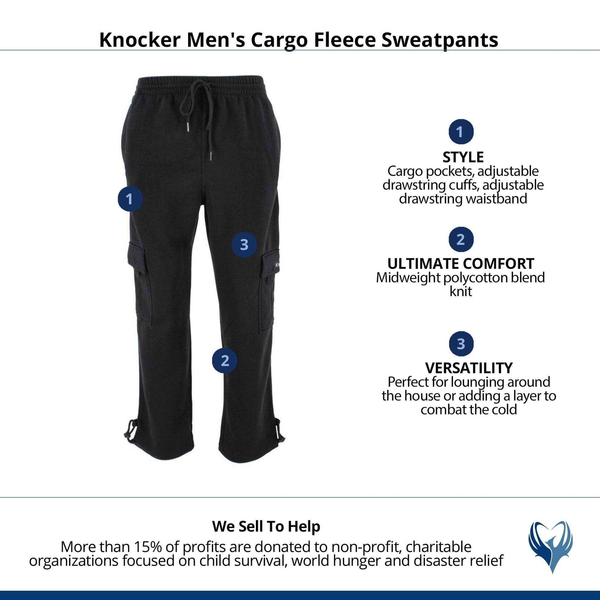 Knocker Men's Cargo Sweatpants - Black