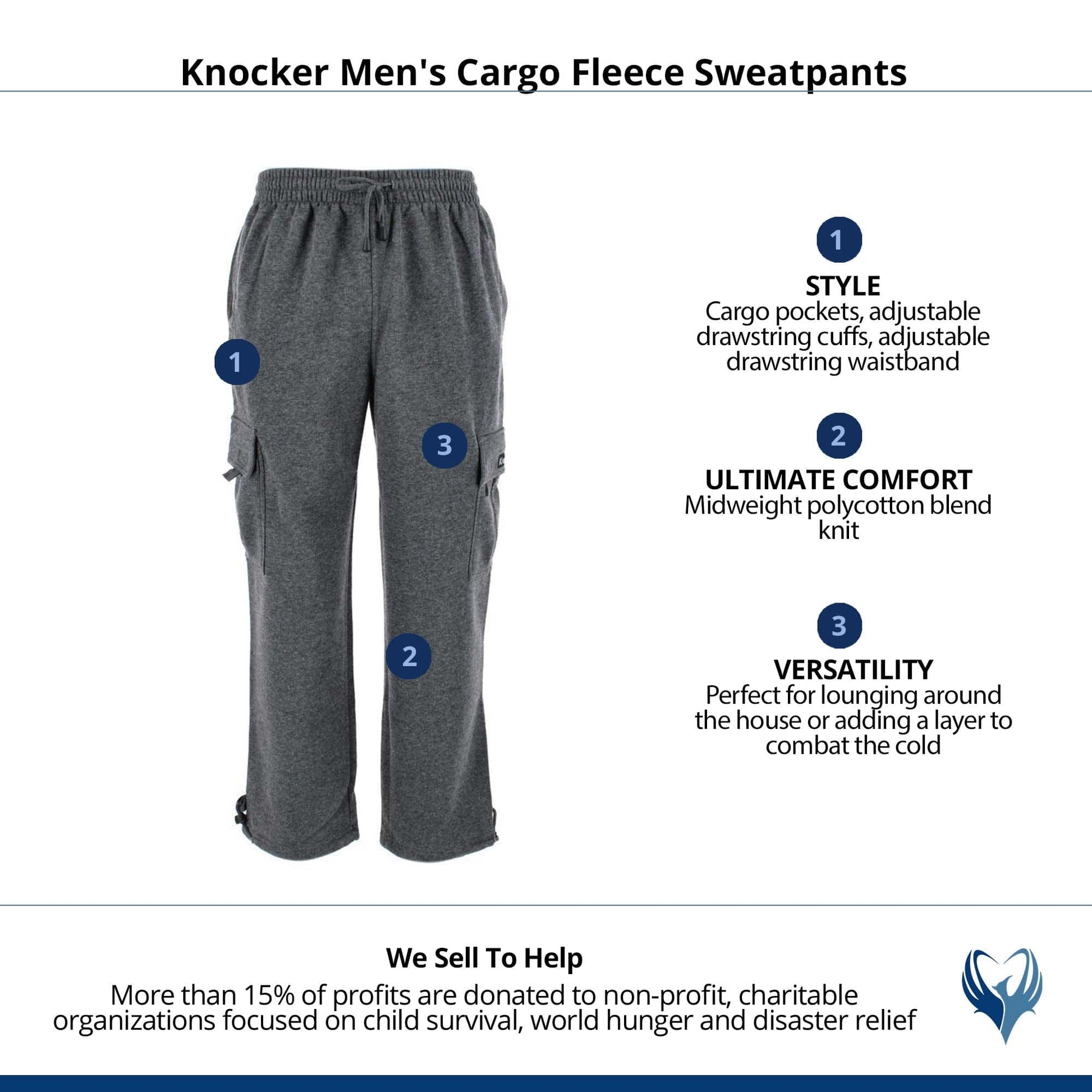 Knocker Men's Cargo Sweatpants - Charcoal