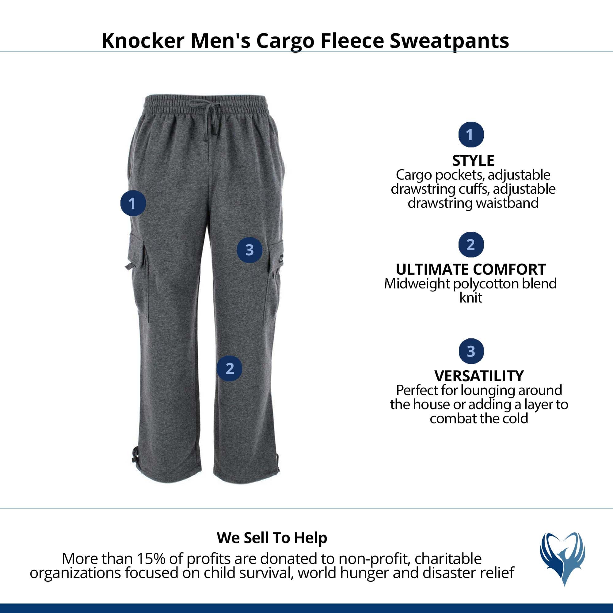 Knocker Men's Cargo Sweatpants - Charcoal