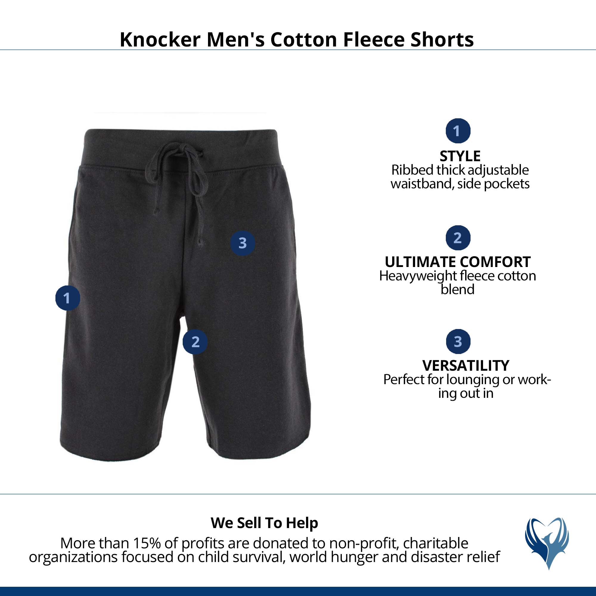 Knocker Men's Cotton Sweat Shorts - Black