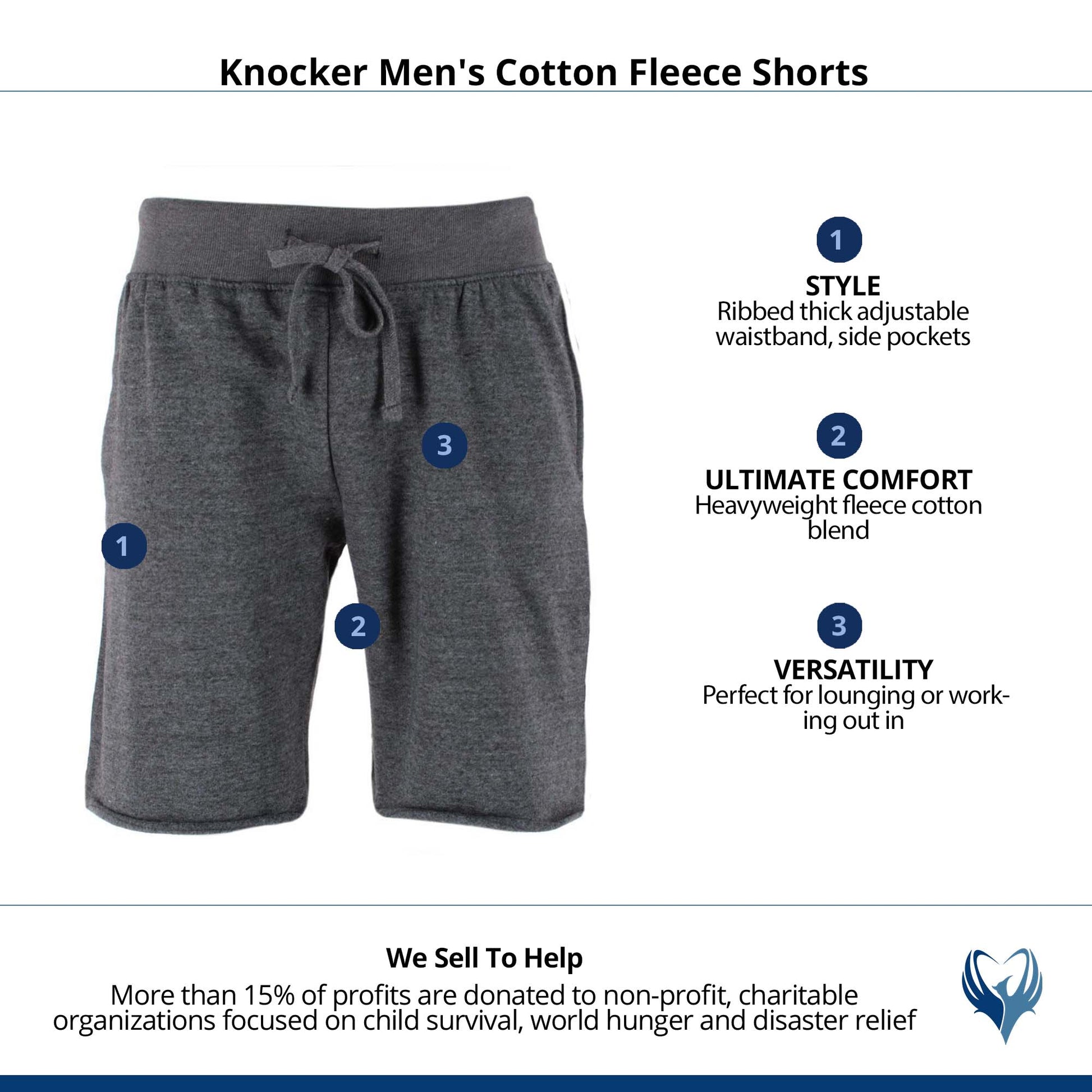 Knocker Men's Cotton Sweat Shorts - Charcoal