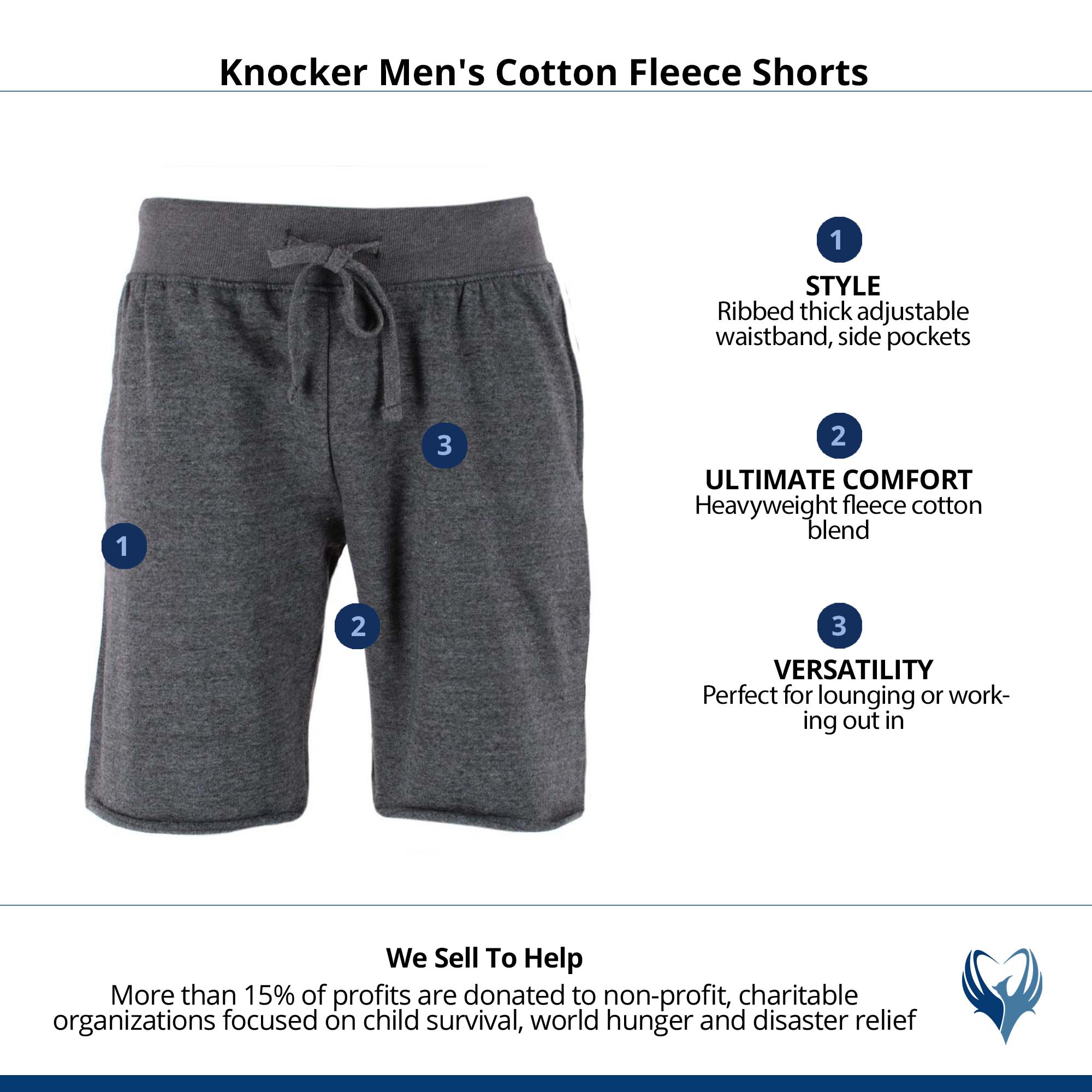 Knocker Men's Cotton Sweat Shorts - Charcoal