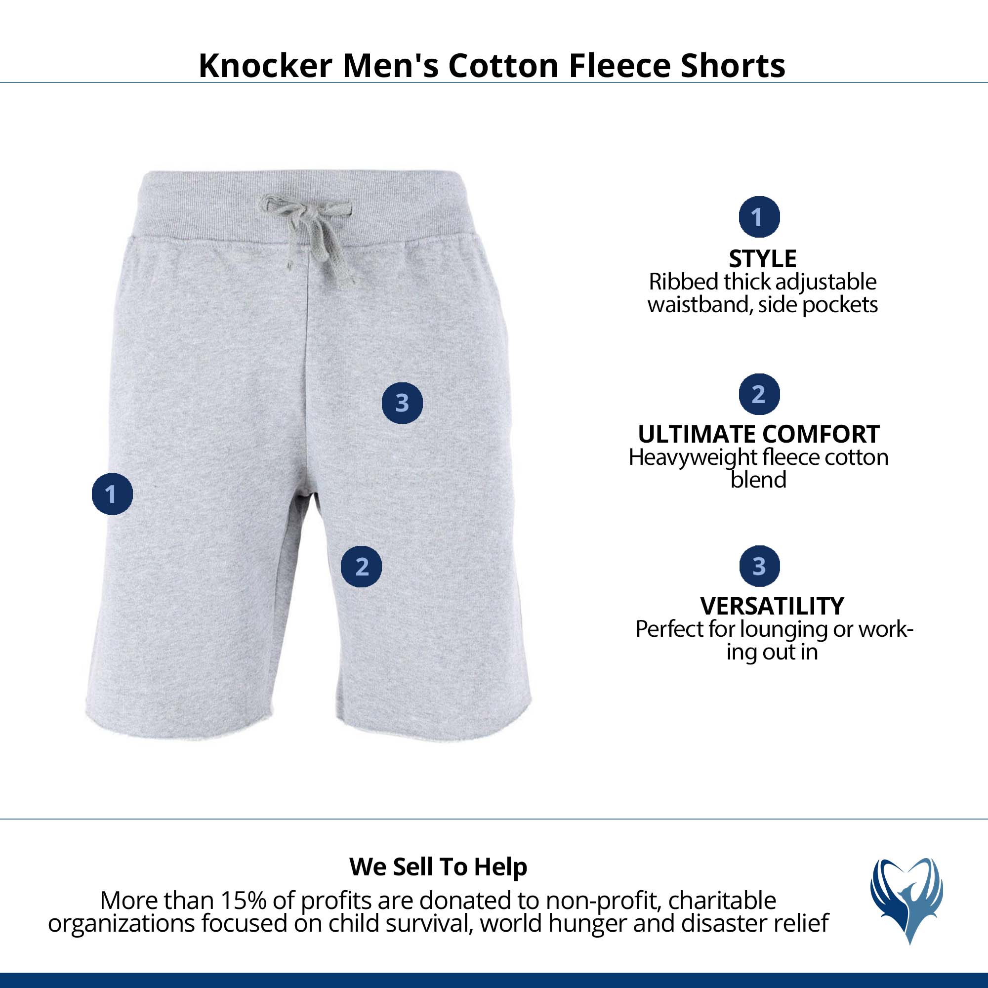 Knocker Men's Cotton Sweat Shorts - Heather Gray