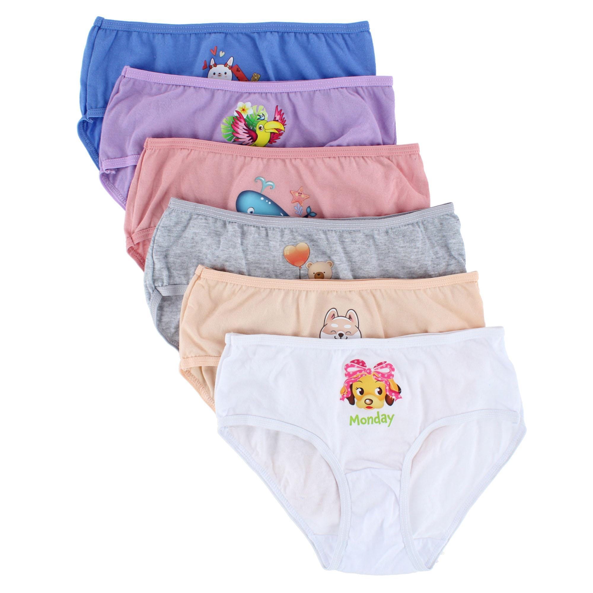 Mamia Girl's Cotton Animal Days of the Week Bikini Panty (6 Pack) - Multicolor