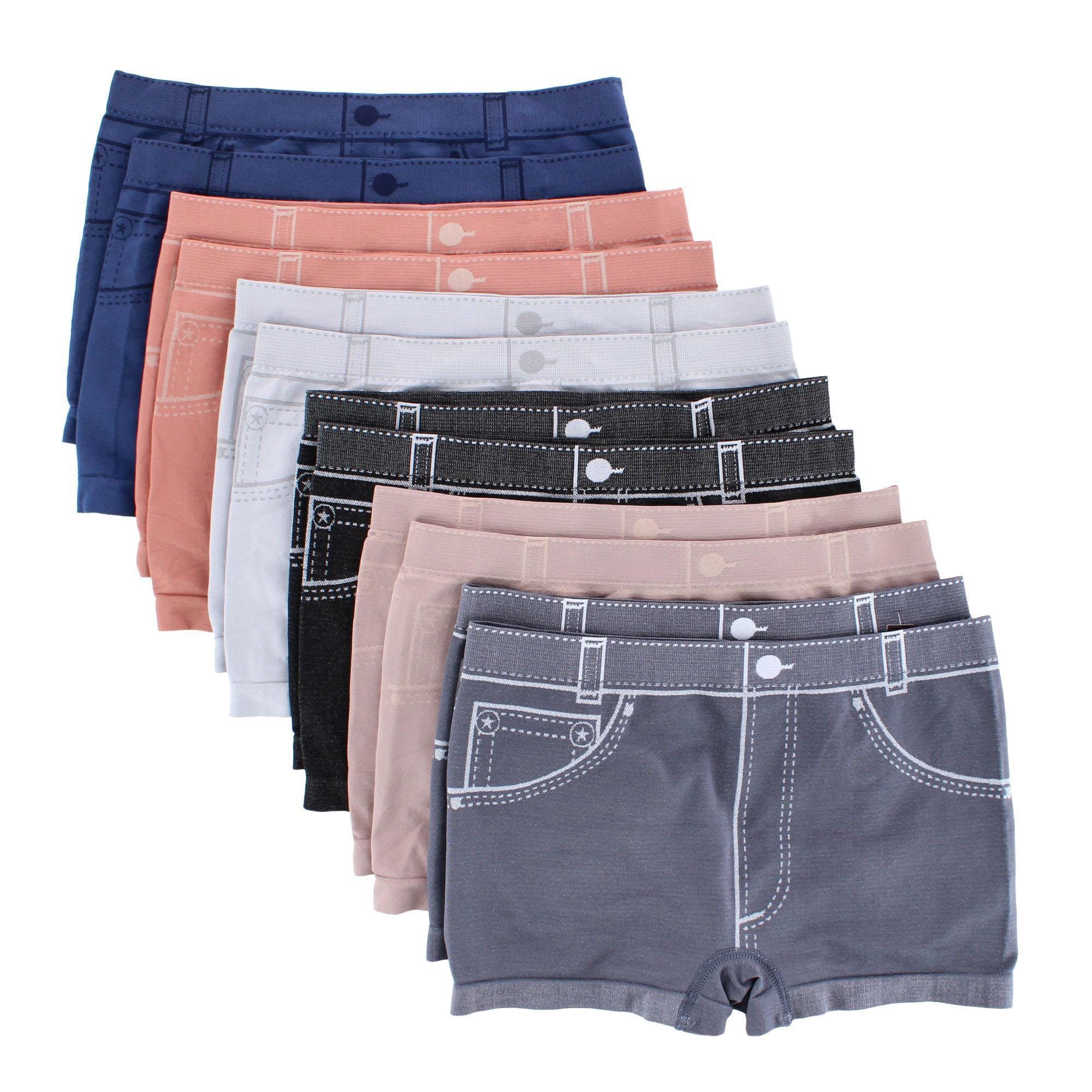 Sofra Women's Seamless Mock Denim Print Boyshort Panties (12 Pack) - Multicolor