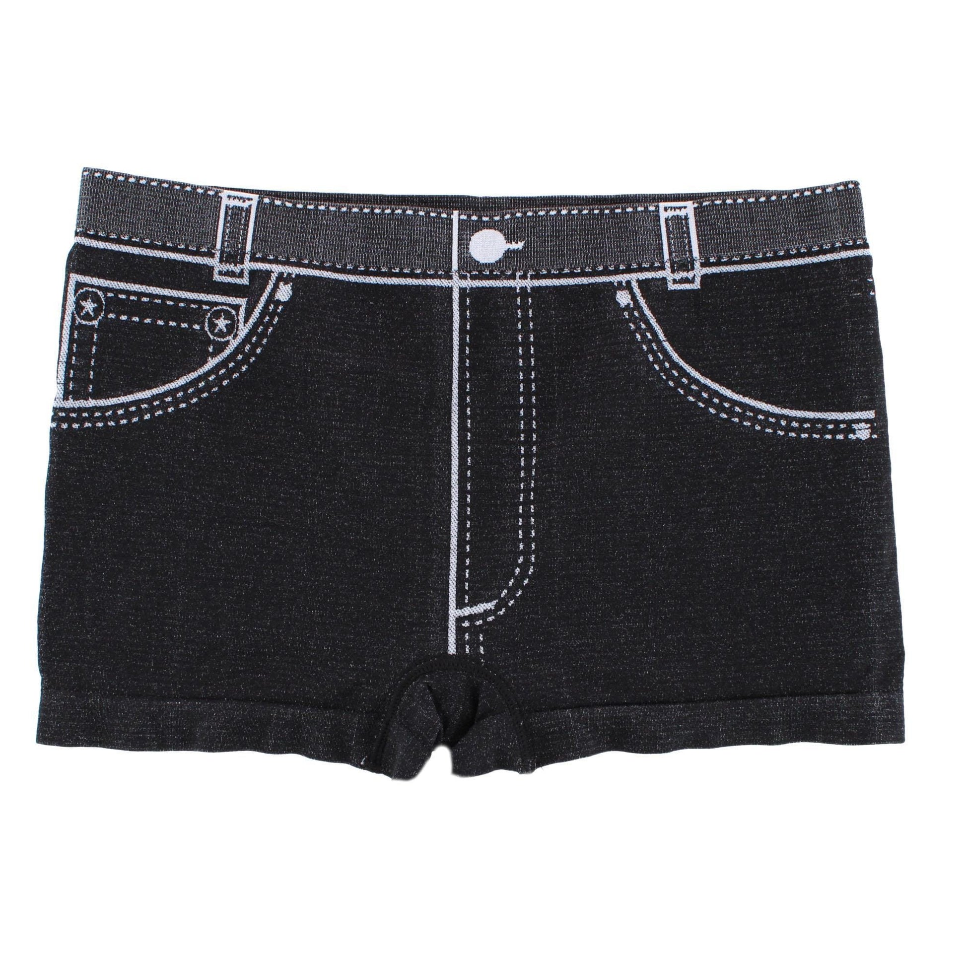 Sofra Women's Seamless Mock Denim Print Boyshort Panties (12 Pack) - Multicolor