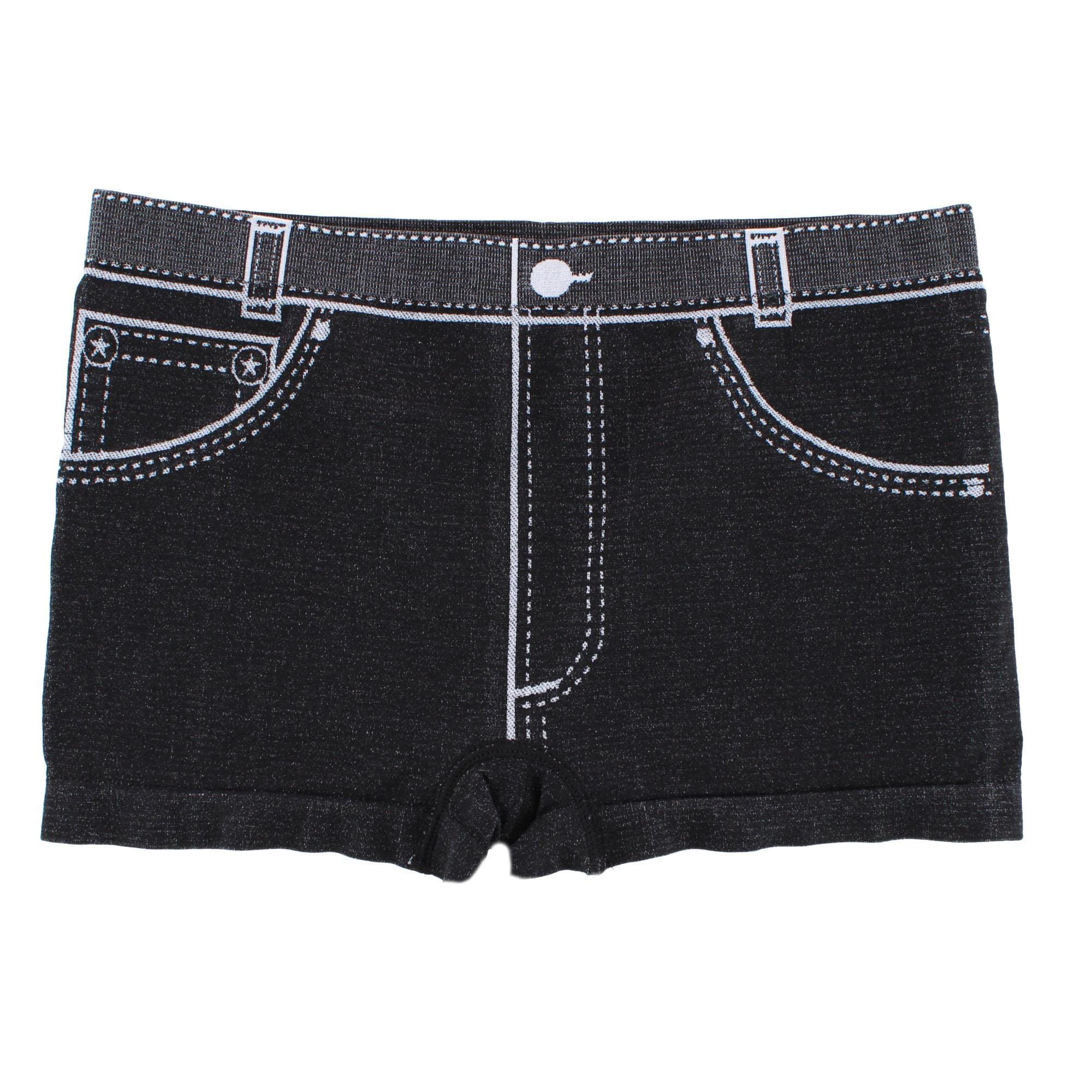 Sofra Women's Seamless Mock Denim Print Boyshort Panties (12 Pack) - Multicolor