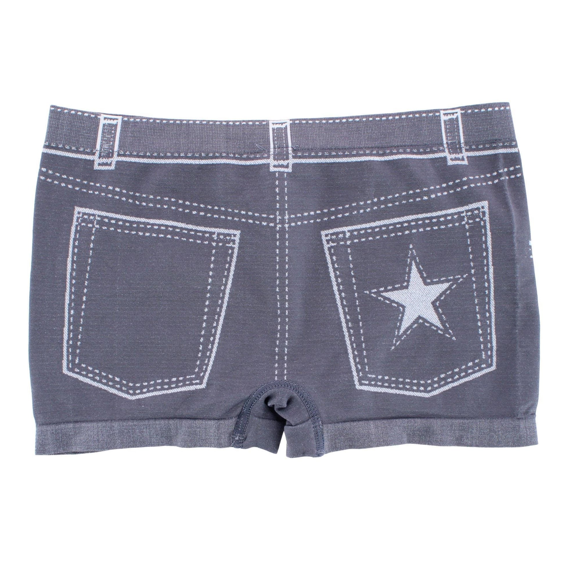 Sofra Women's Seamless Mock Denim Print Boyshort Panties (12 Pack) - Multicolor