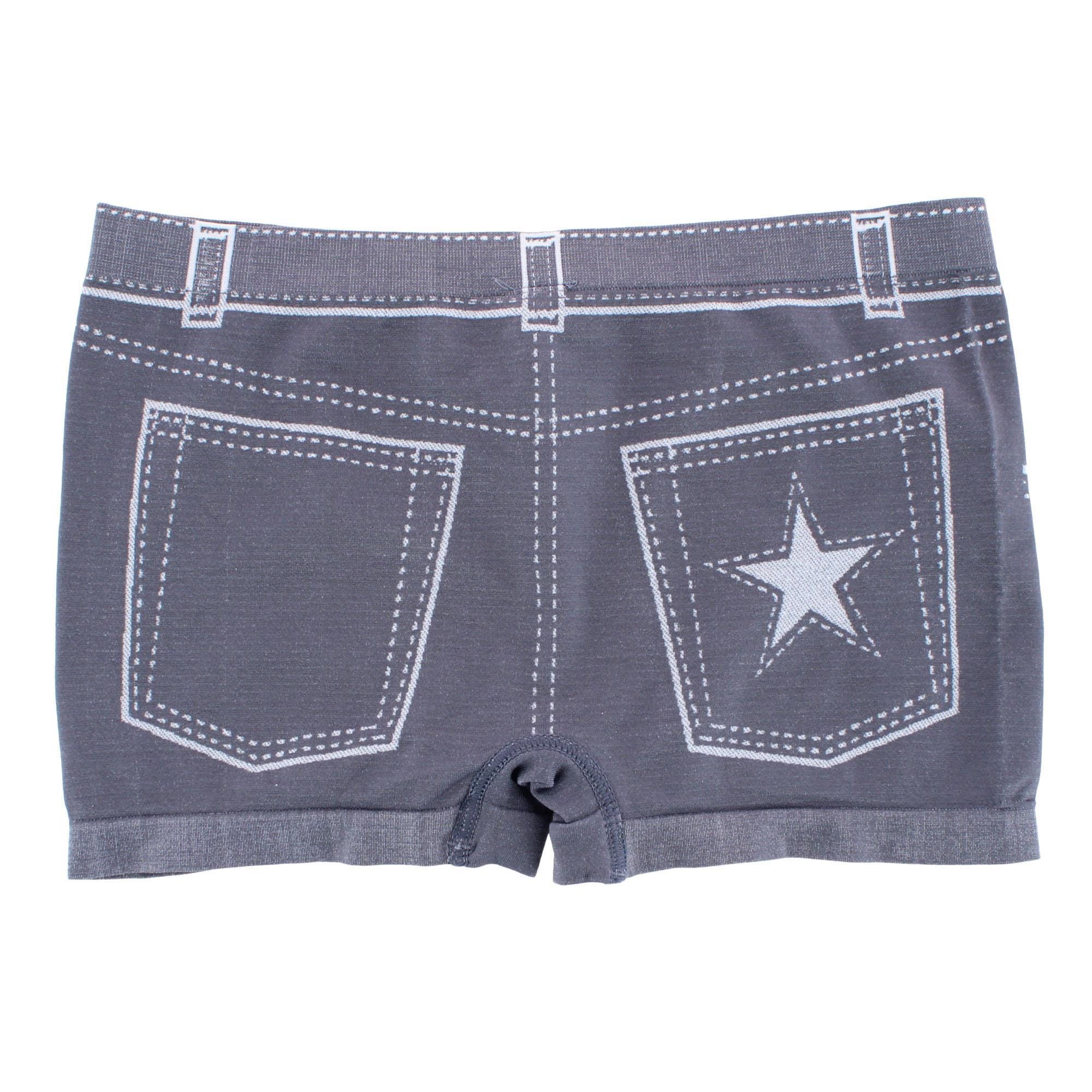 Sofra Women's Seamless Mock Denim Print Boyshort Panties (12 Pack) - Multicolor