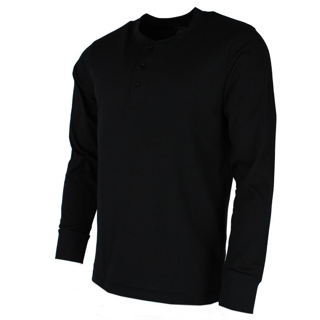 Knocker Men's Big & Tall Crewneck Henley Lounge Top - Black