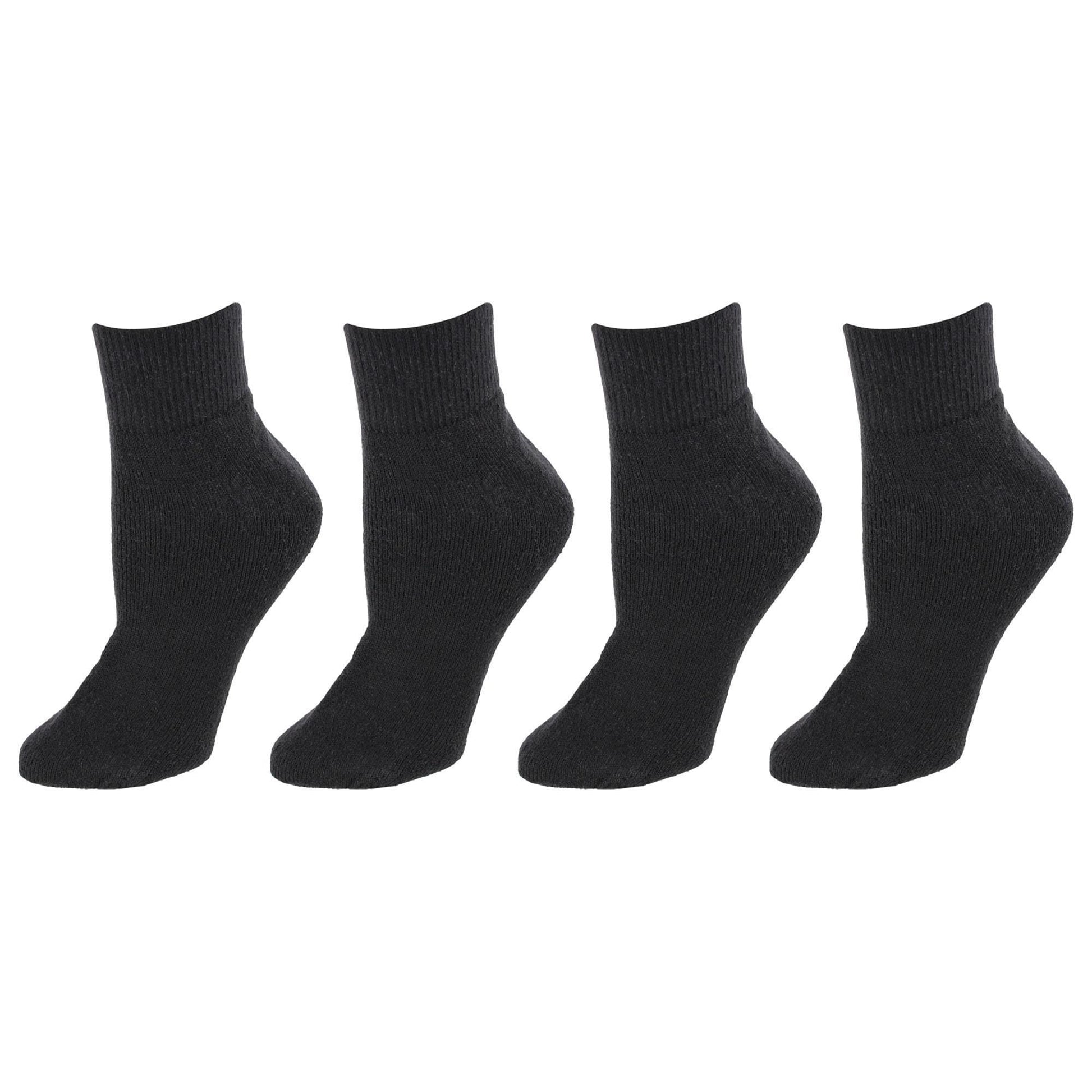Power Club Women's Comfort Quarter Sports Socks (4 Pairs) - Black
