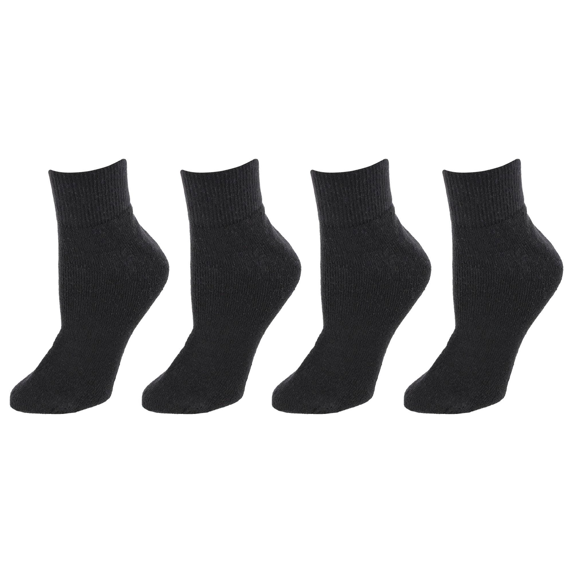 Power Club Women's Comfort Quarter Sports Socks (4 Pairs) - Black