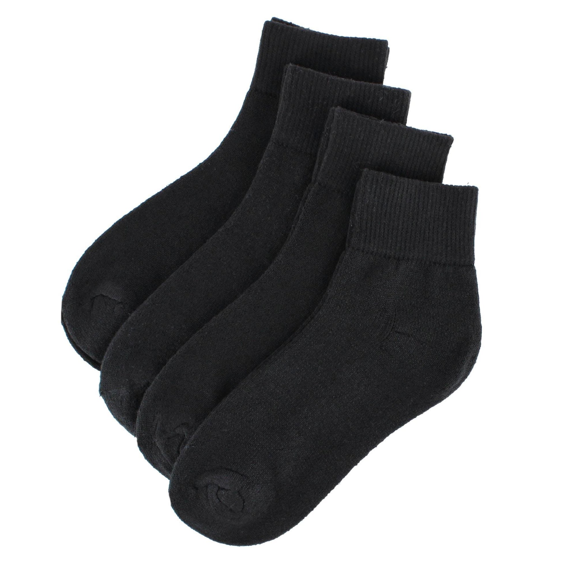 Power Club Women's Comfort Quarter Sports Socks (4 Pairs) - Black
