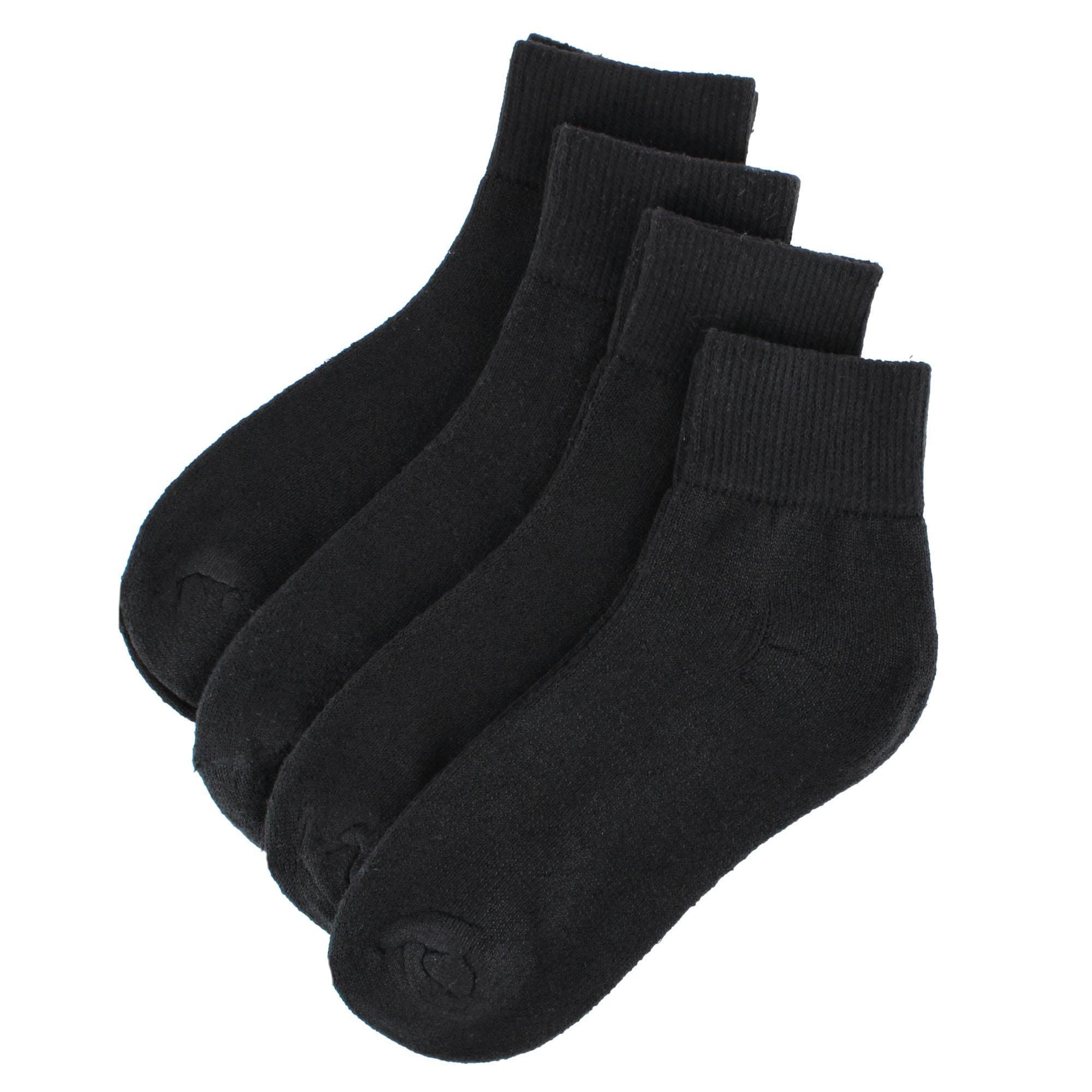 Power Club Women's Comfort Quarter Sports Socks (4 Pairs) - Black