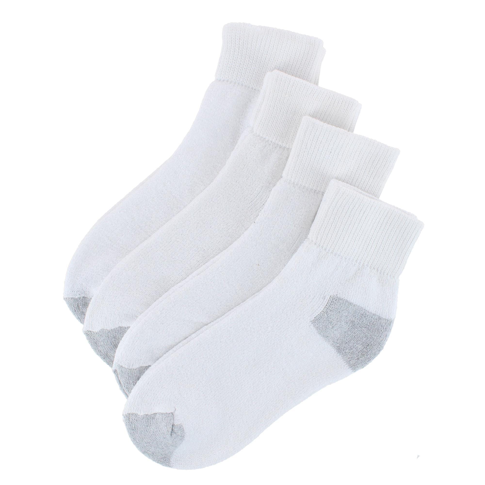 Power Club Women's Comfort Quarter Sports Socks (4 Pairs) - White with Gray