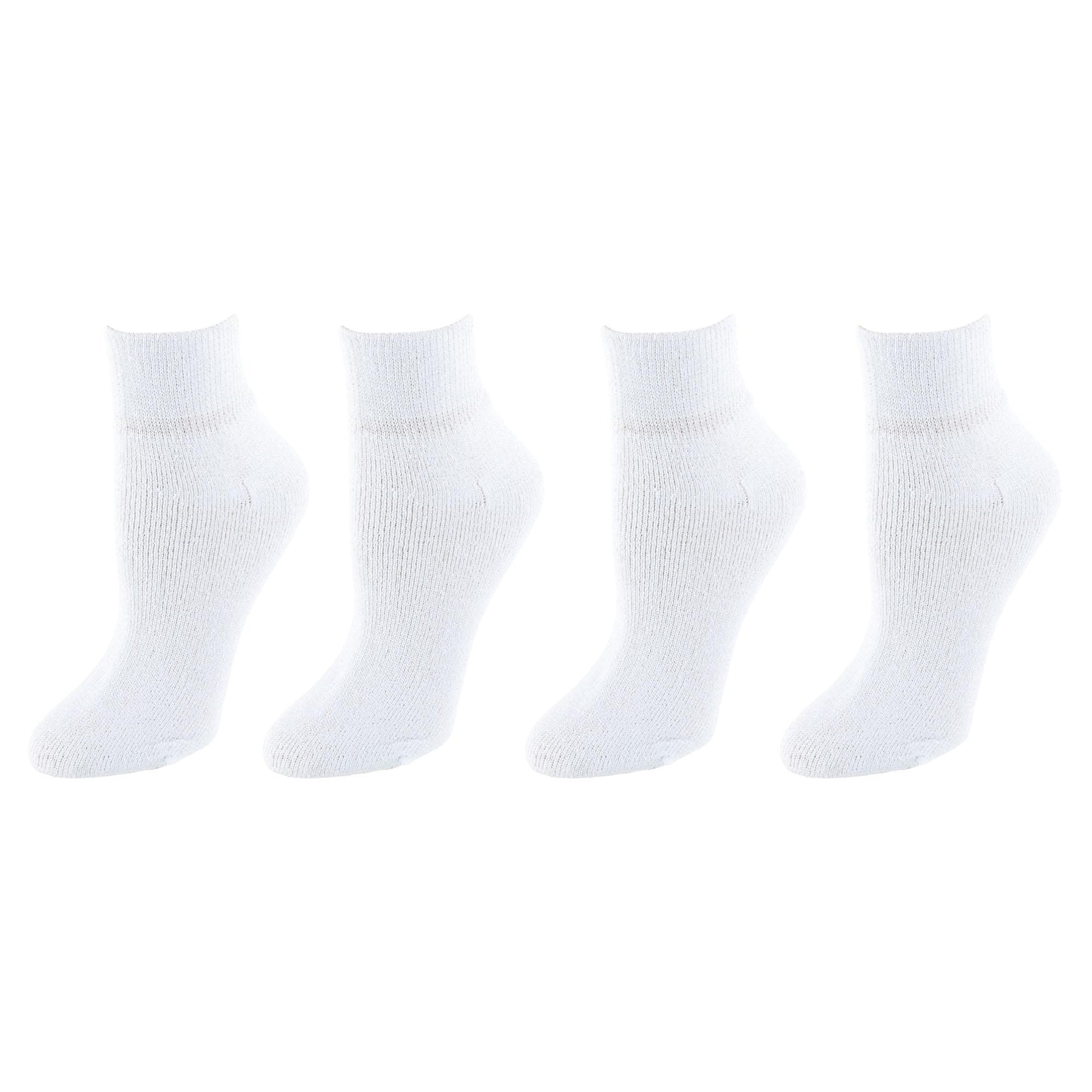 Power Club Women's Comfort Quarter Sports Socks (4 Pairs) - White