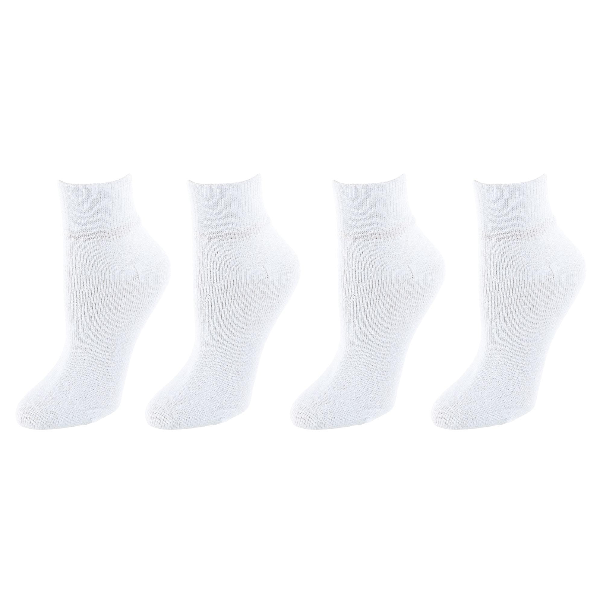 Power Club Women's Comfort Quarter Sports Socks (4 Pairs) - White