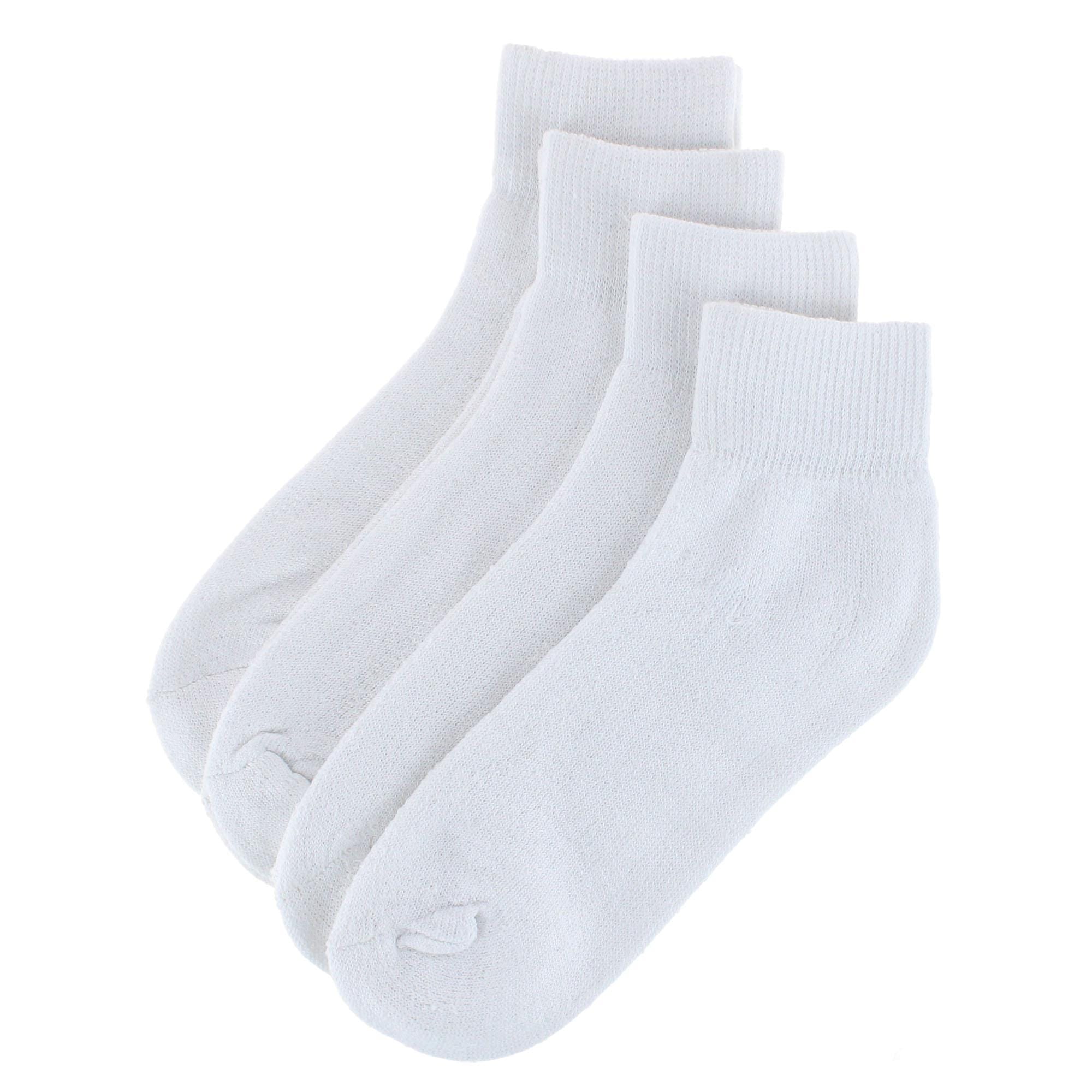 Power Club Women's Comfort Quarter Sports Socks (4 Pairs) - White