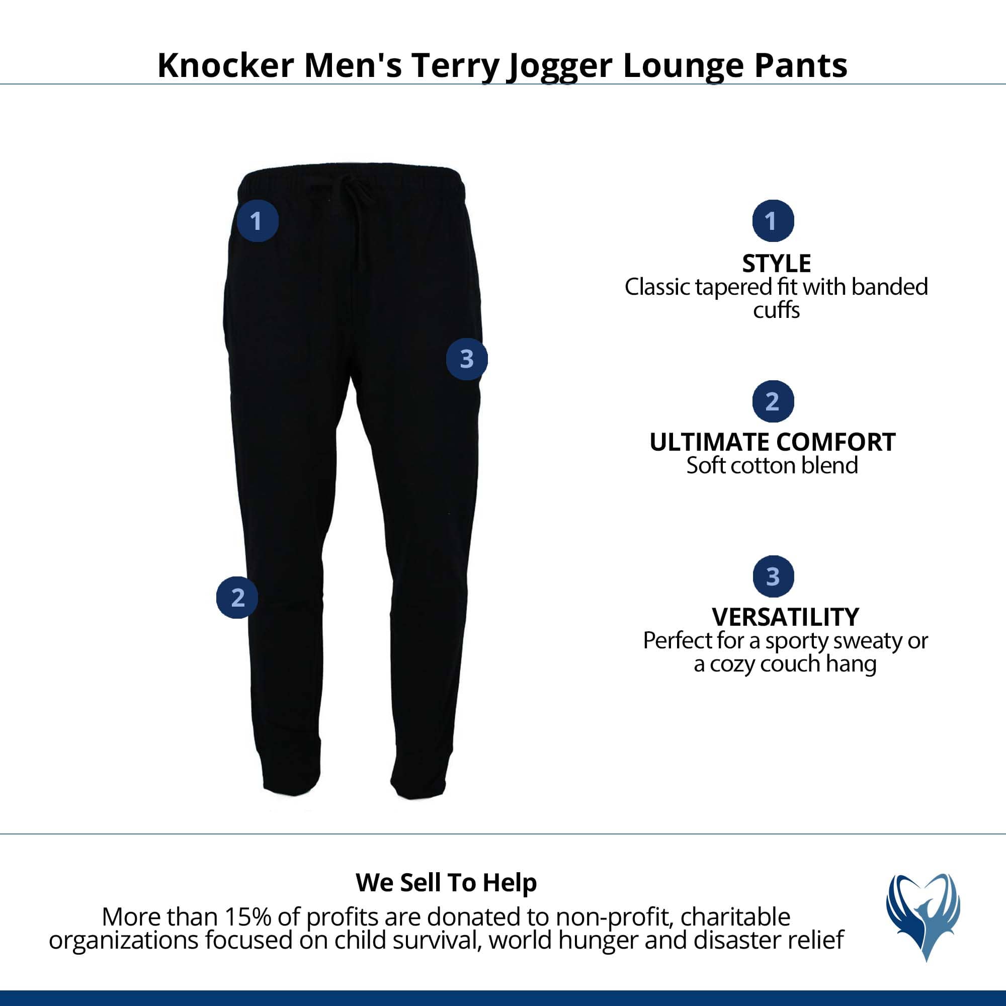 Knocker Men's Terry Jogger Lounge Pants - Black