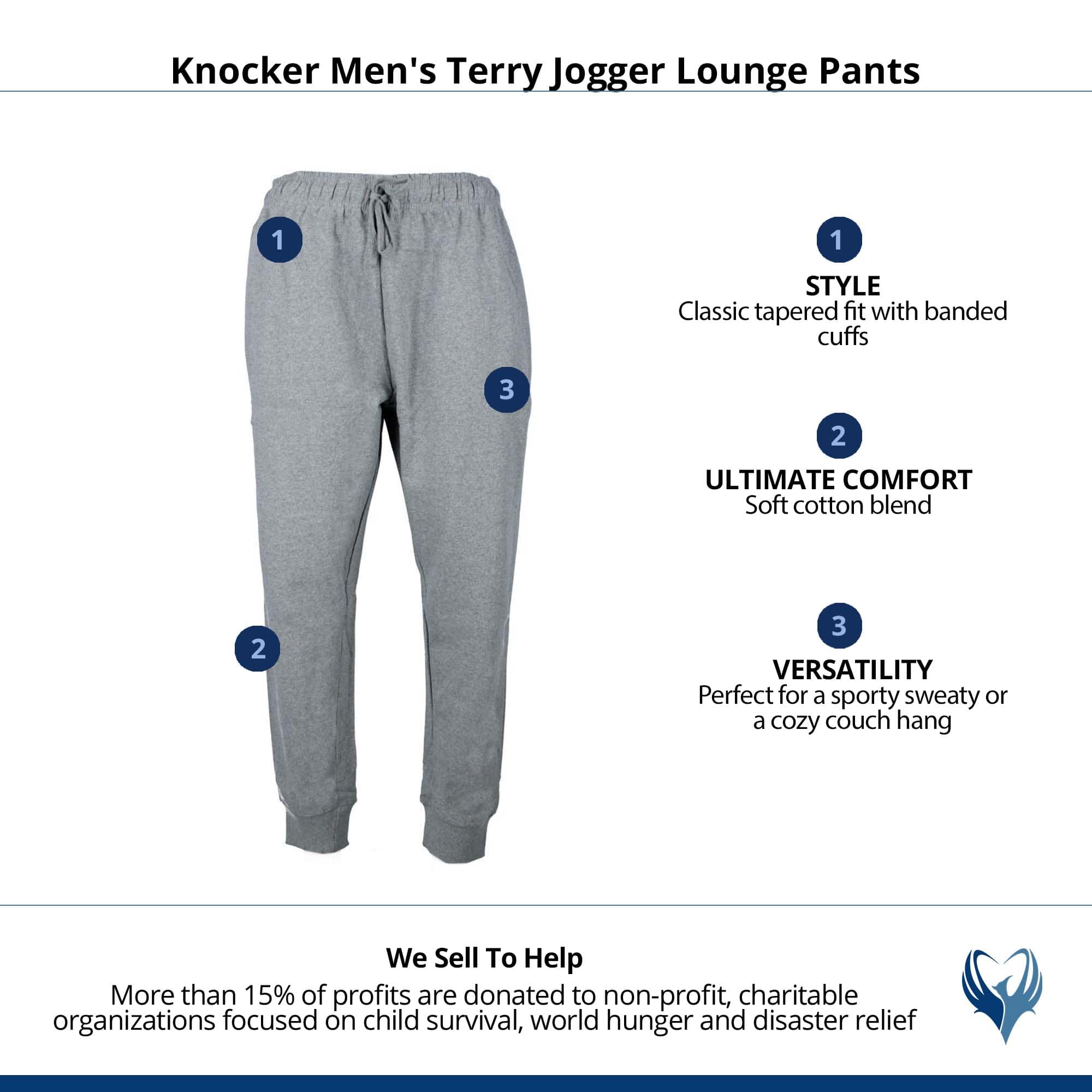 Knocker Men's Terry Jogger Lounge Pants - Heather Gray