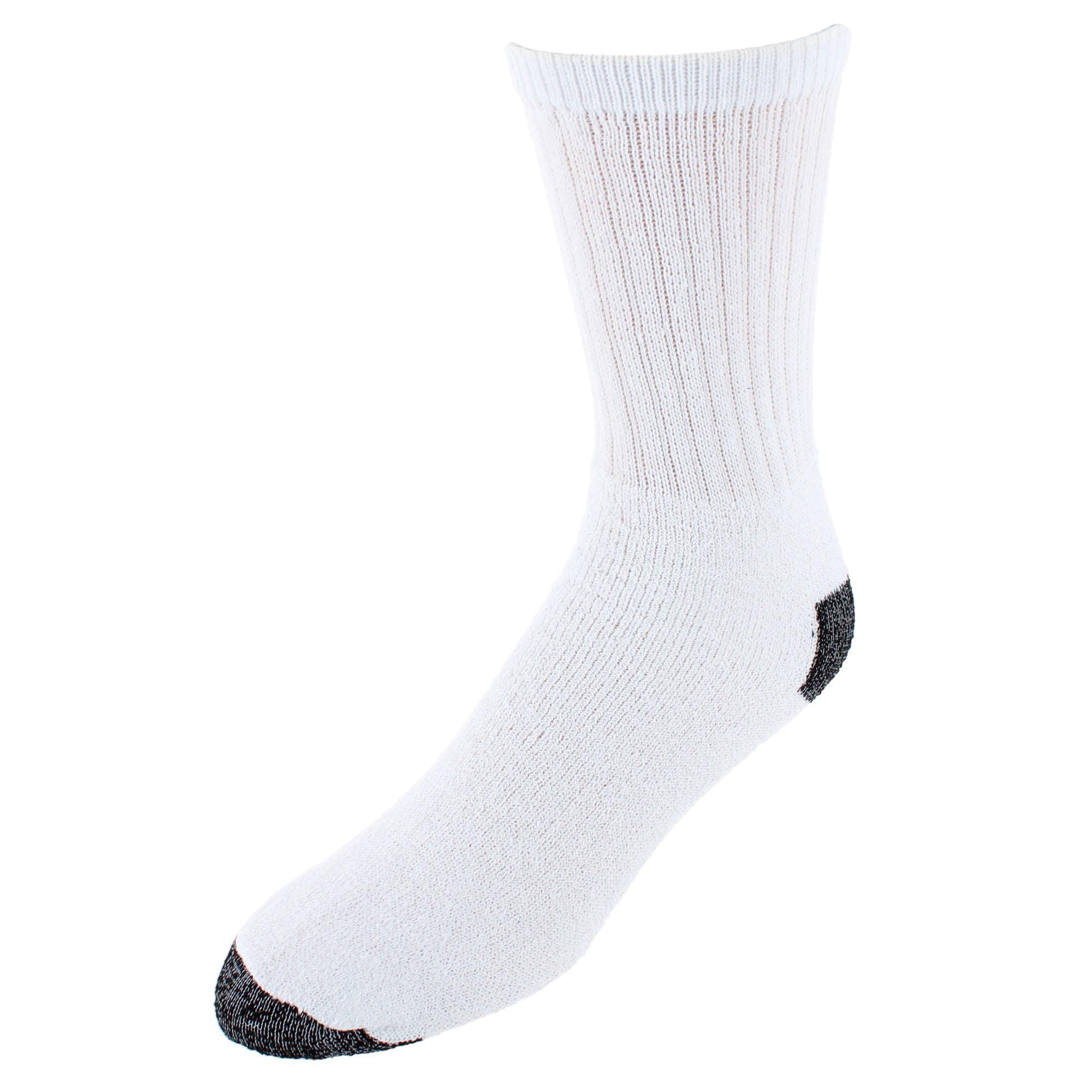 Knocker Men's Cotton Blend Crew Sport Socks (4 Pairs) - White with Black Heel and Toe
