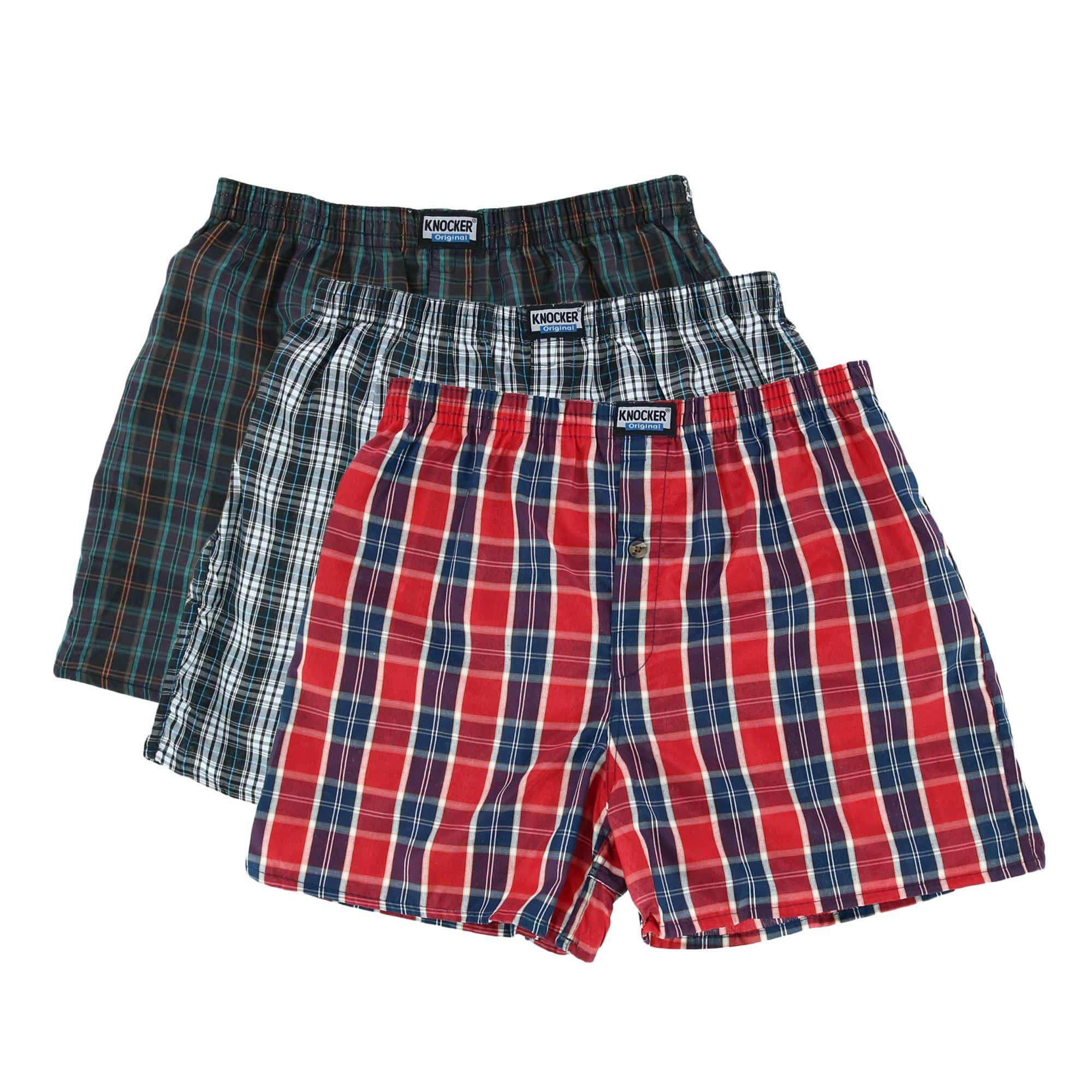 Knocker Men's Plaid Boxer Shorts (Pack of 6) - Men's Plaid Boxer Shorts (Pack of 6)