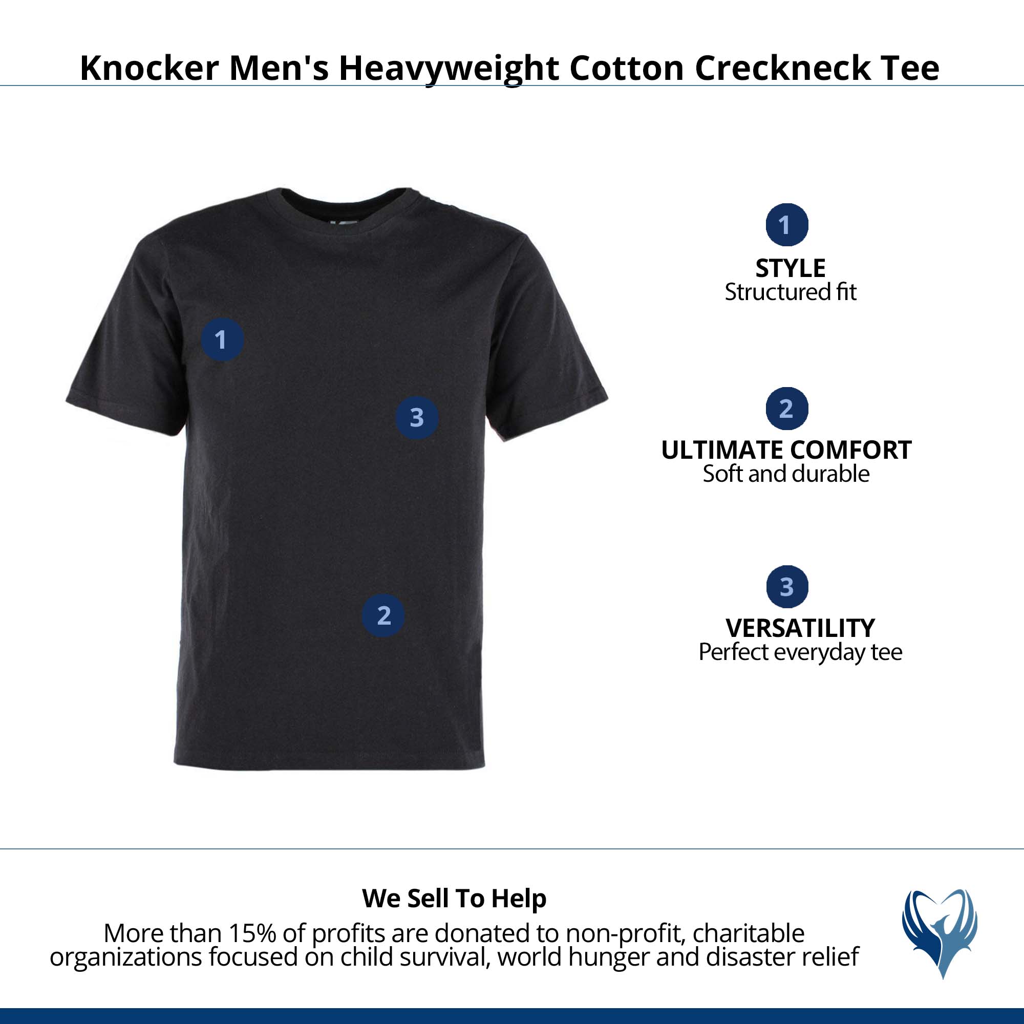 Knocker Men's Heavyweight Cotton Creckneck Tee - Black