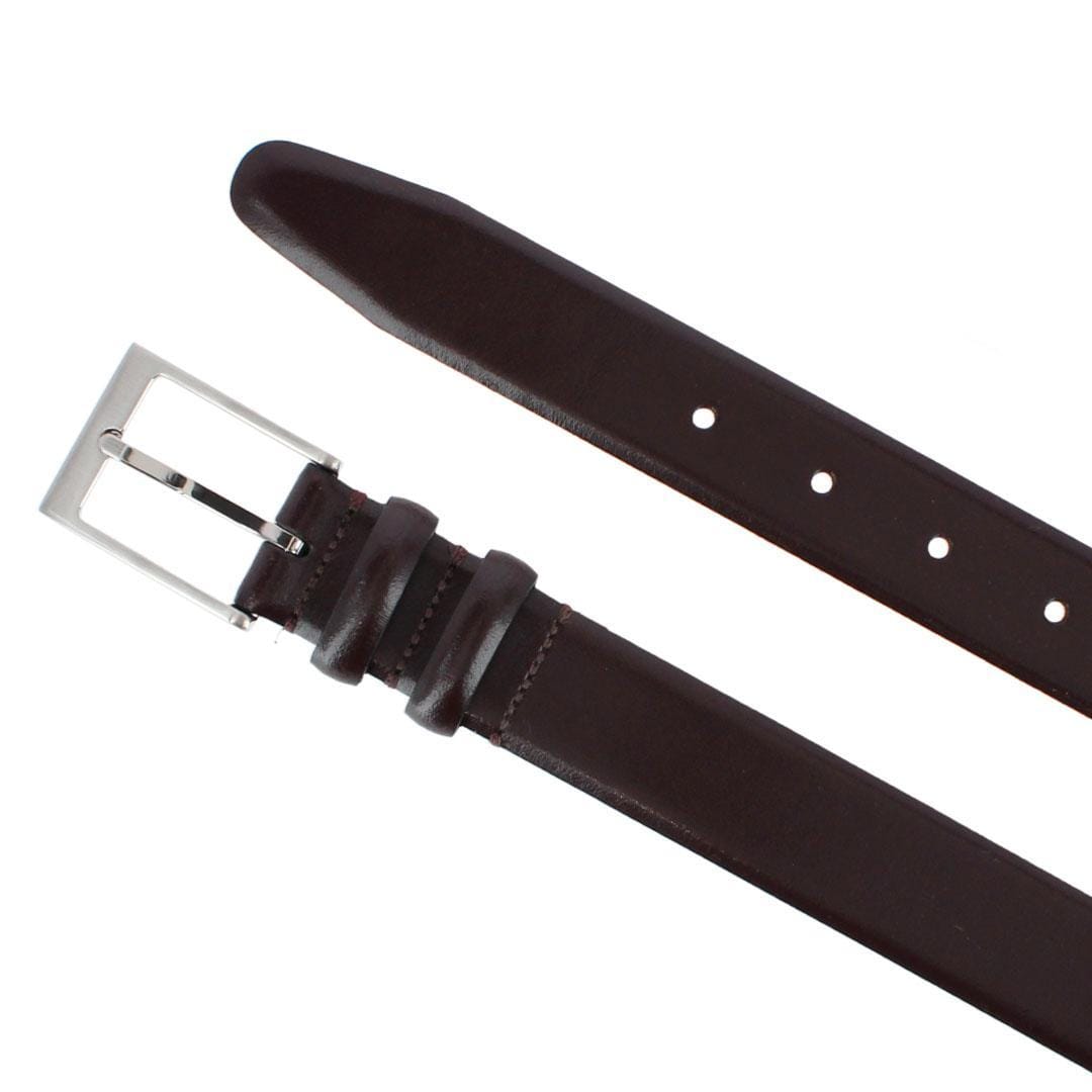 BOCONI Men's Smooth Italian Leather Double Loop Belt - Burgundy
